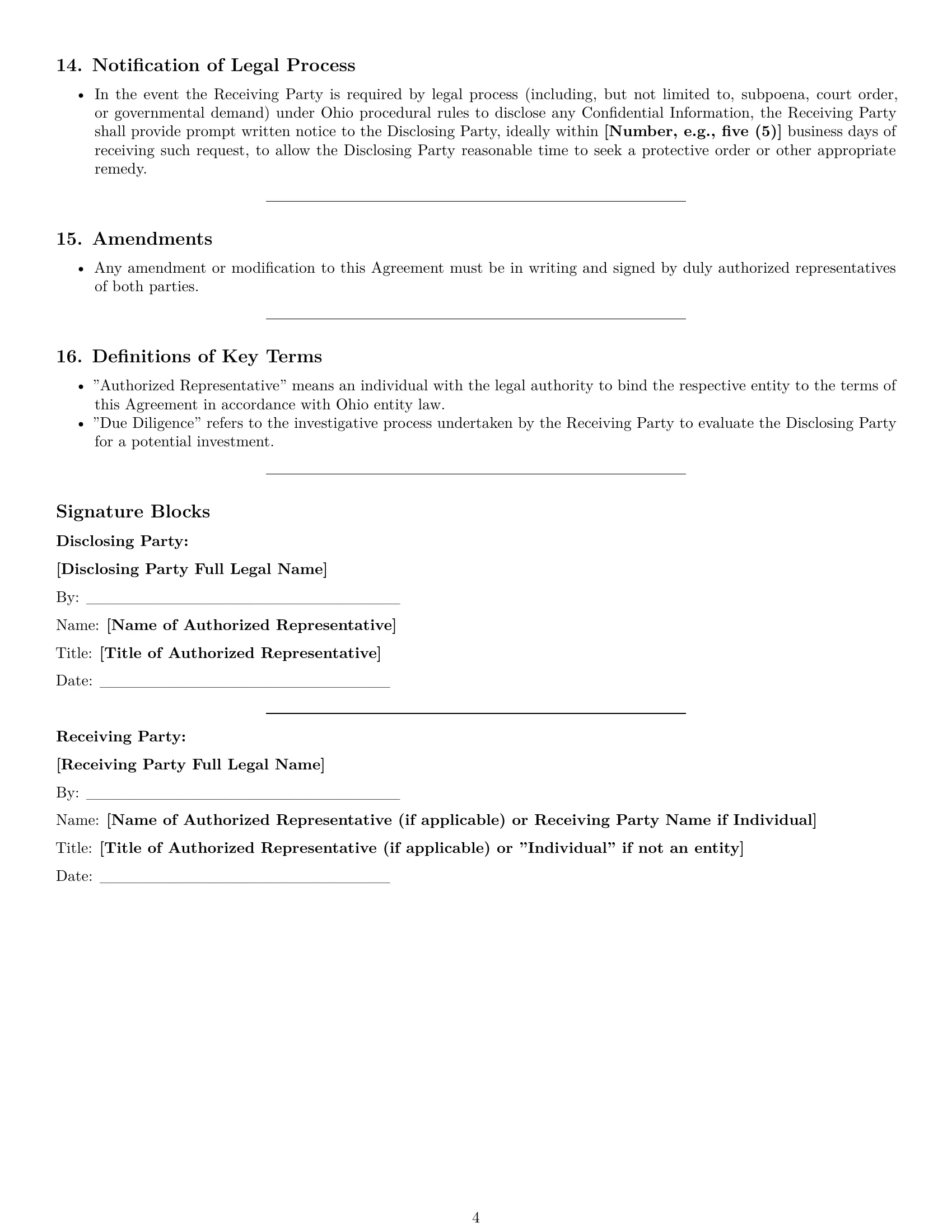 Preview page 4 of Pro Ohio investor nda template