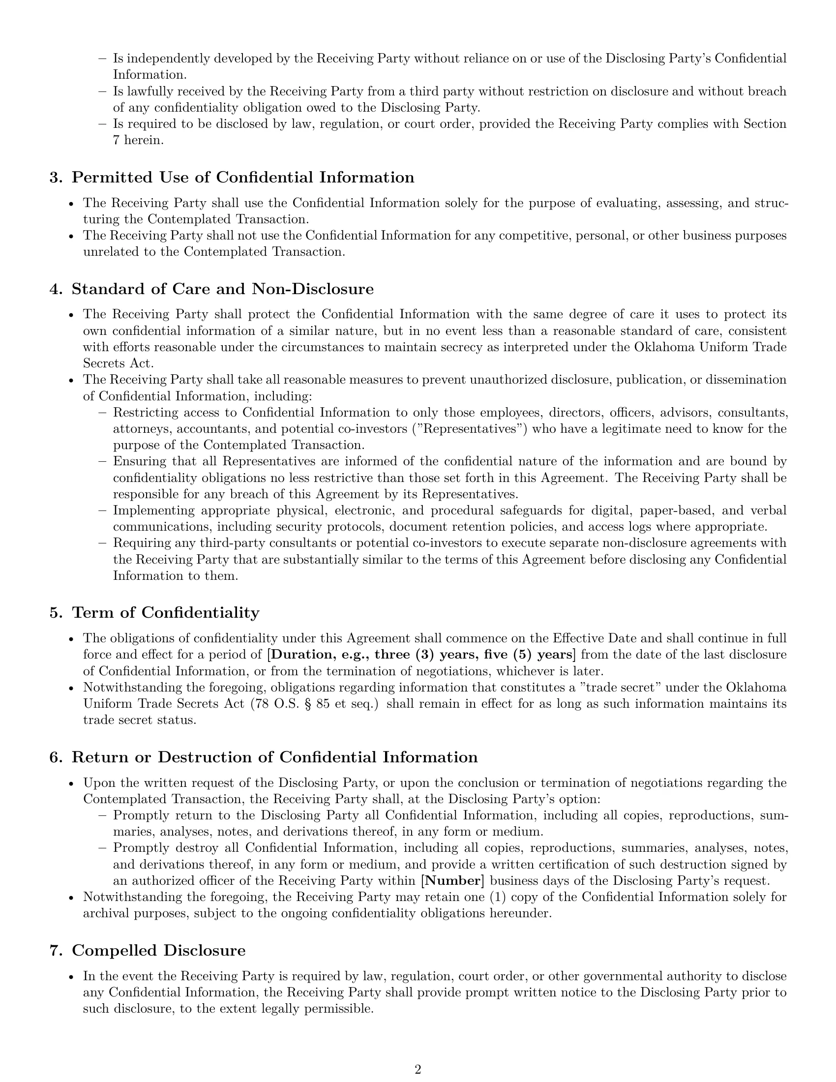 Preview page 2 of Pro Oklahoma investor nda template