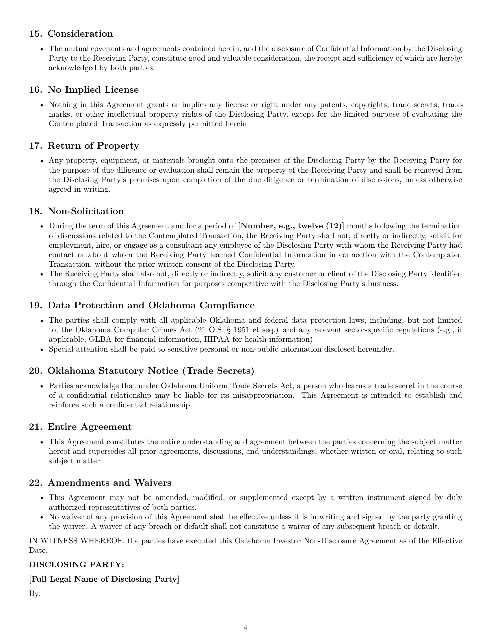 Preview page 4 of Pro Oklahoma investor nda template