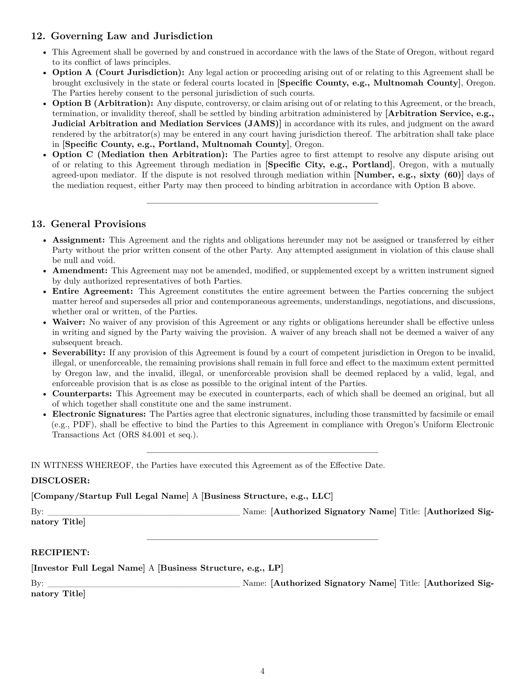 Preview page 4 of Pro Oregon investor nda template