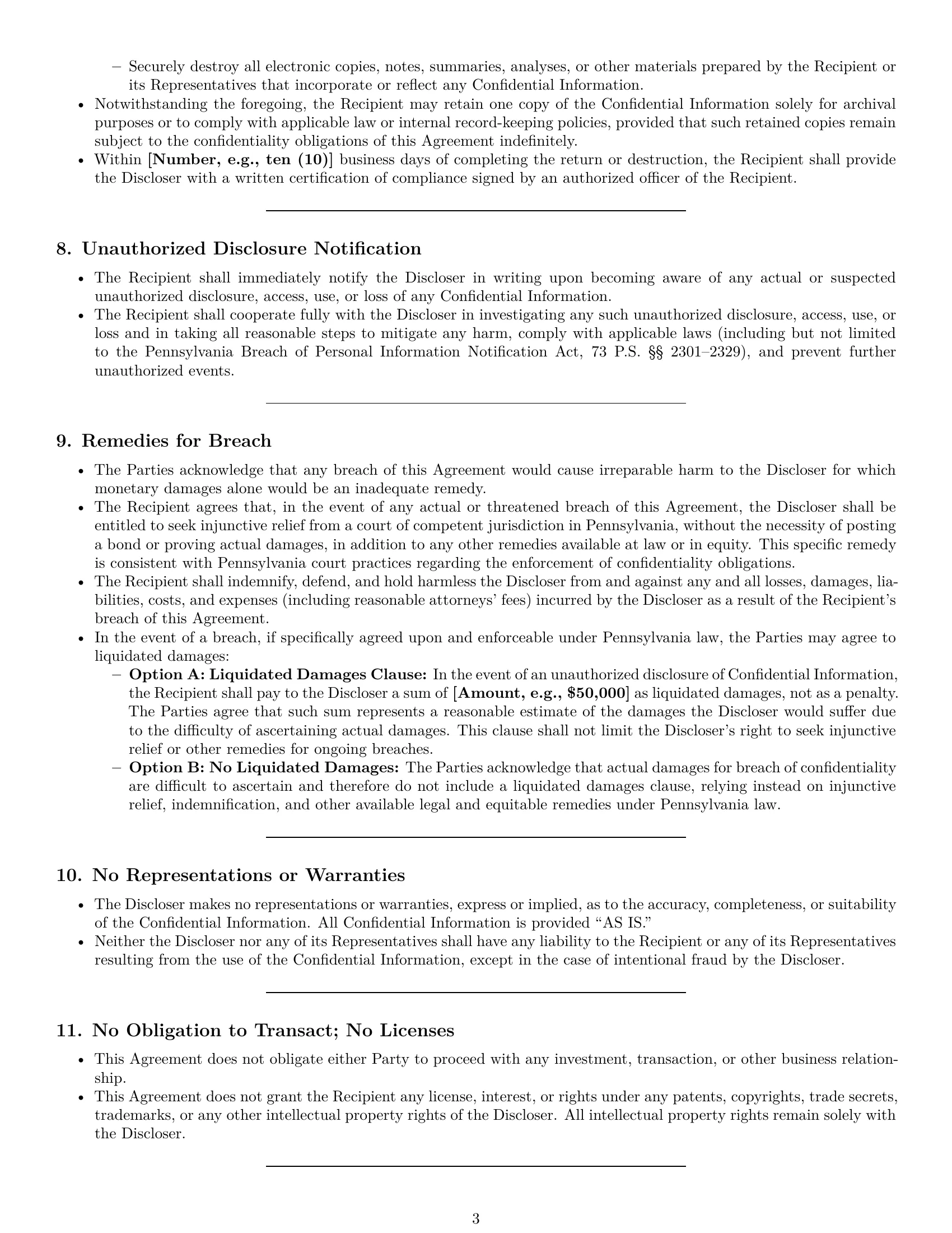 Preview page 3 of Pro Pennsylvania investor nda template