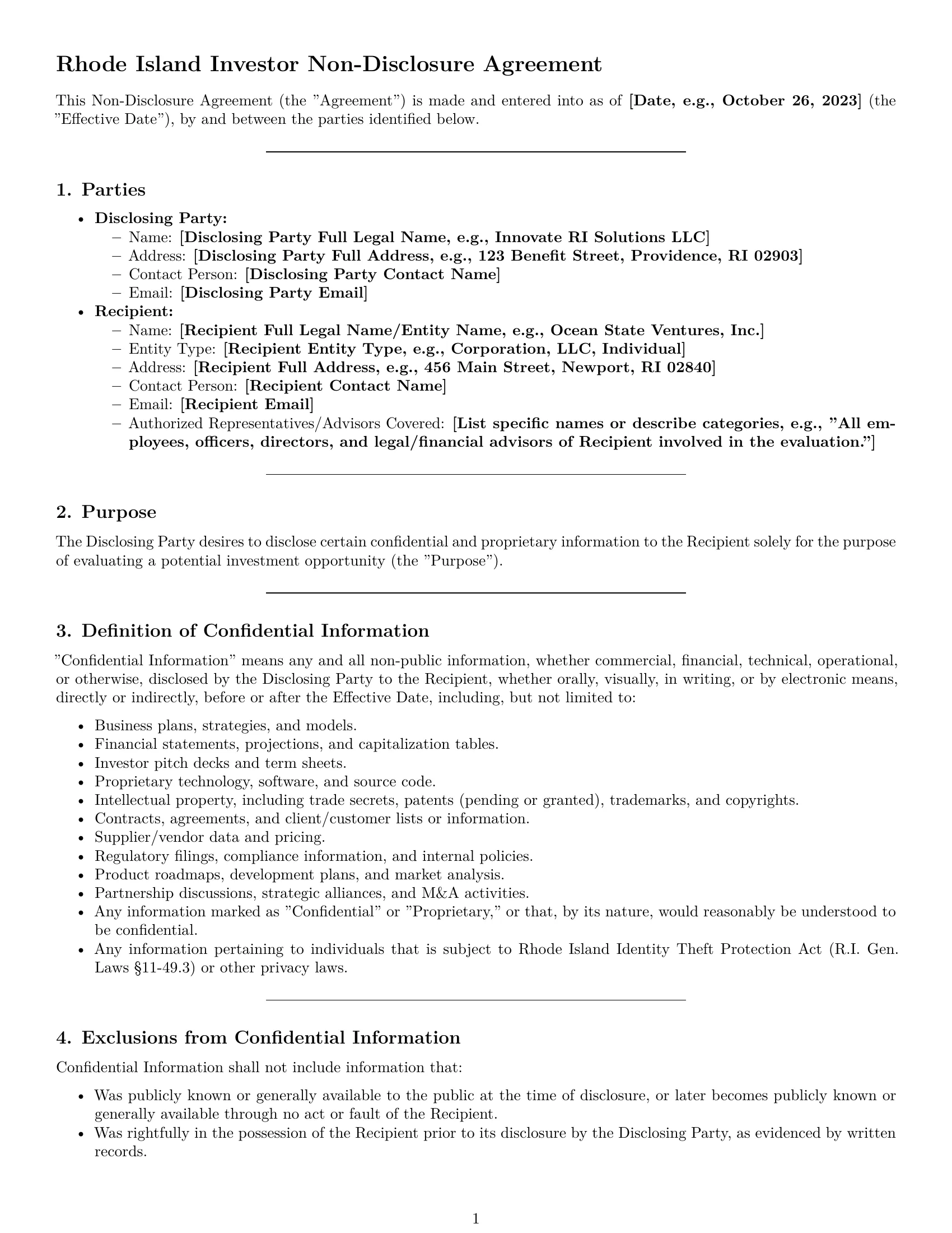 Preview page 1 of Pro Rhode Island investor nda template