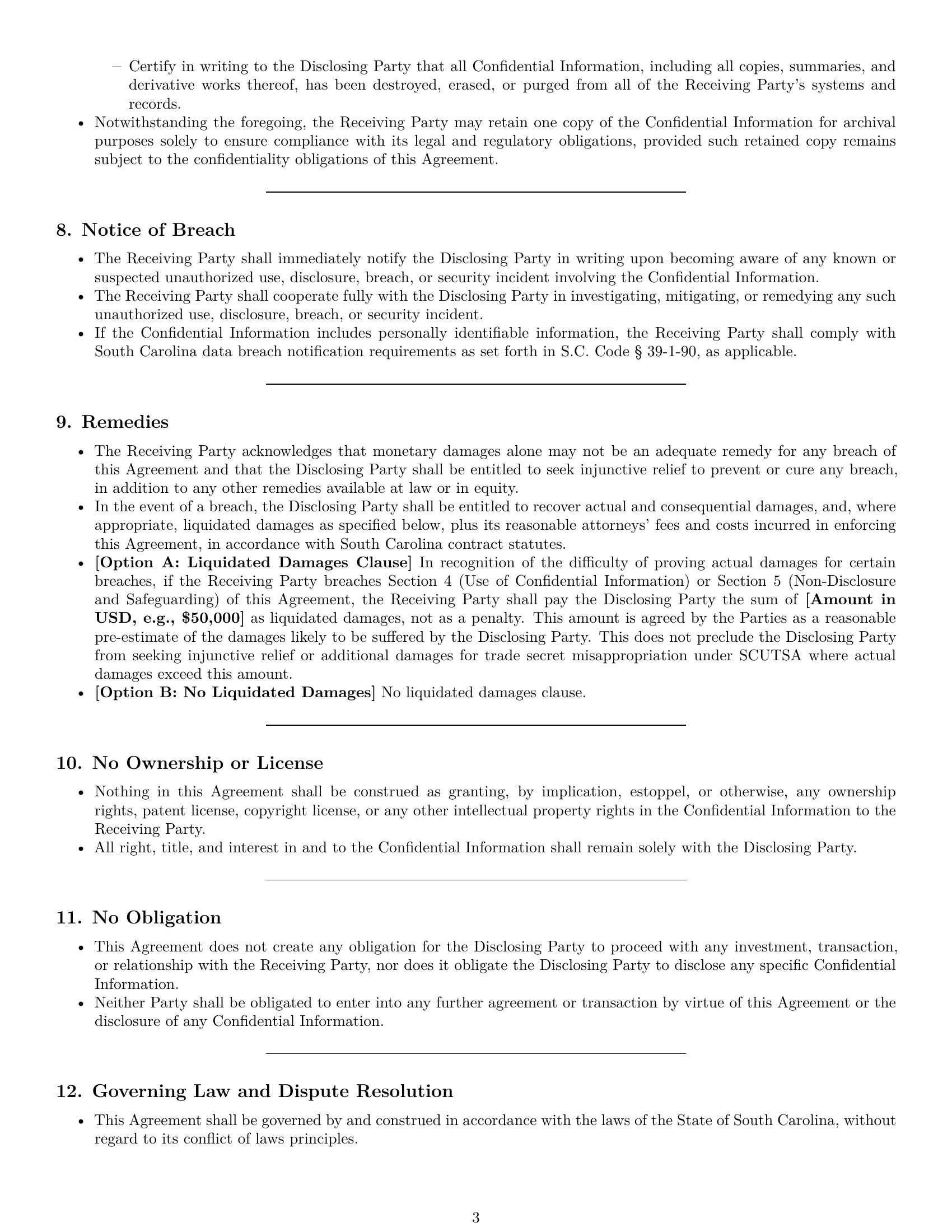Preview page 3 of Pro South Carolina investor nda template