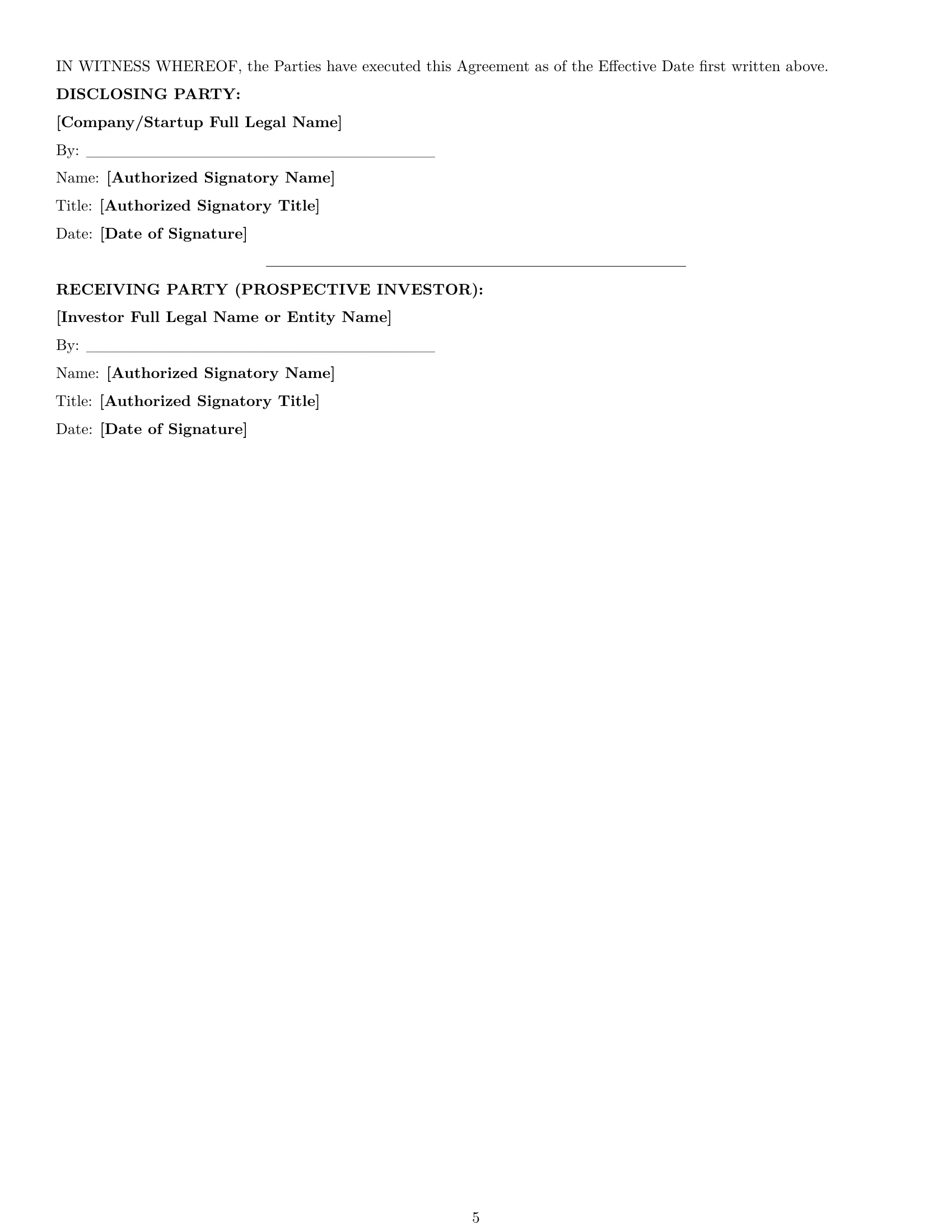 Preview page 5 of Pro South Carolina investor nda template