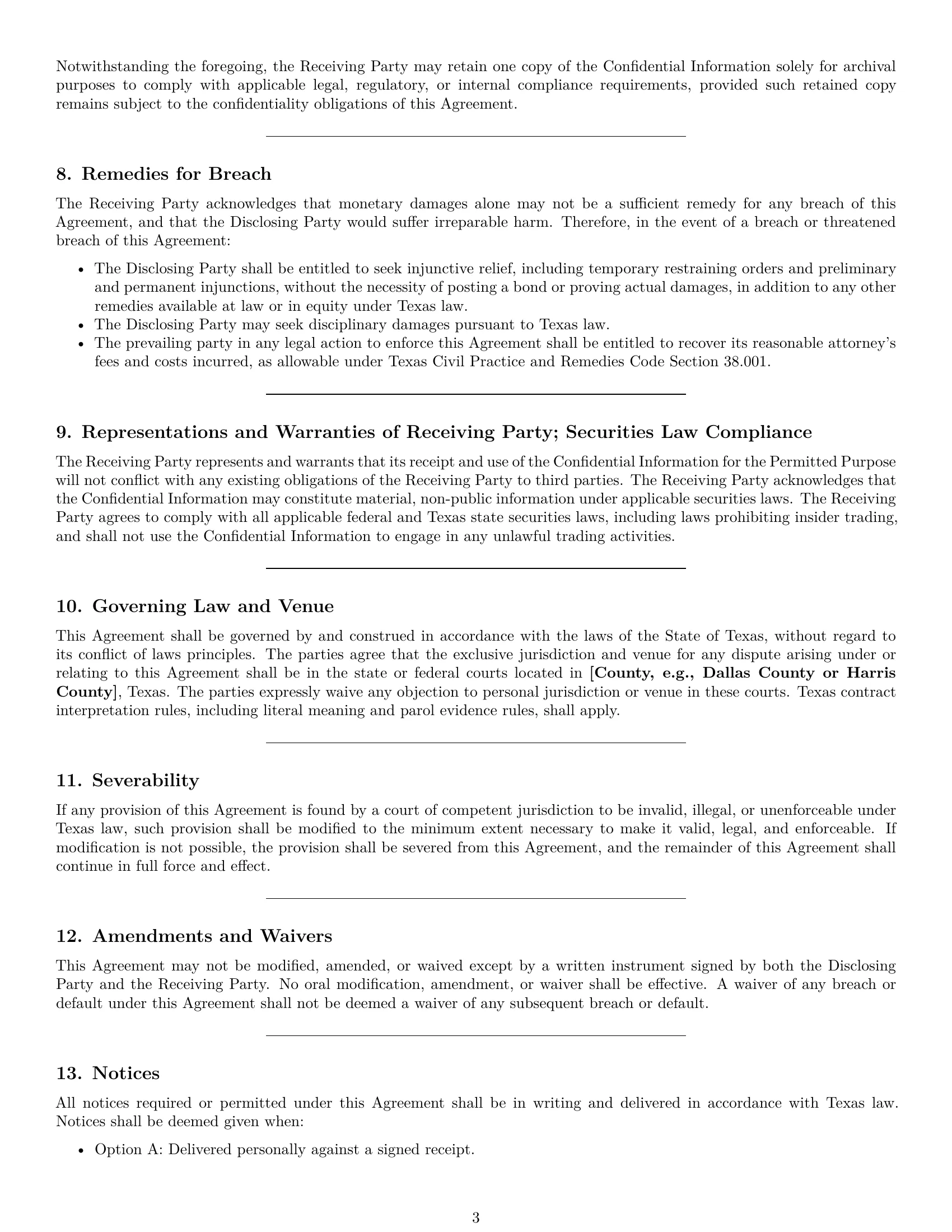 Preview page 3 of Pro Texas investor nda template