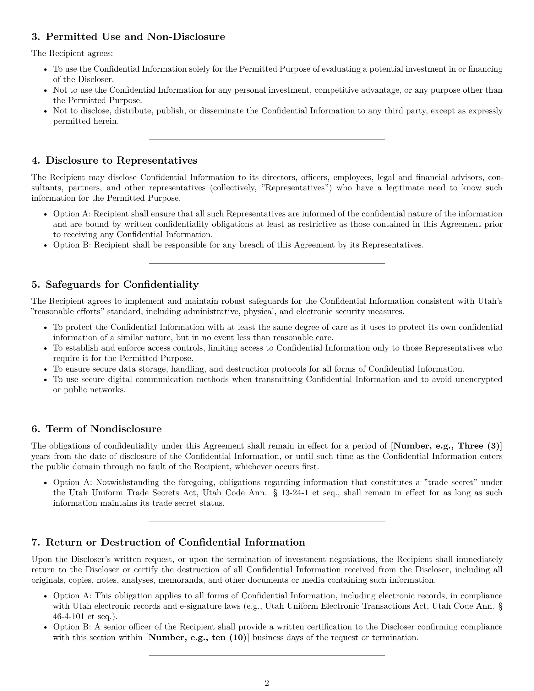 Preview page 2 of Pro Utah investor nda template