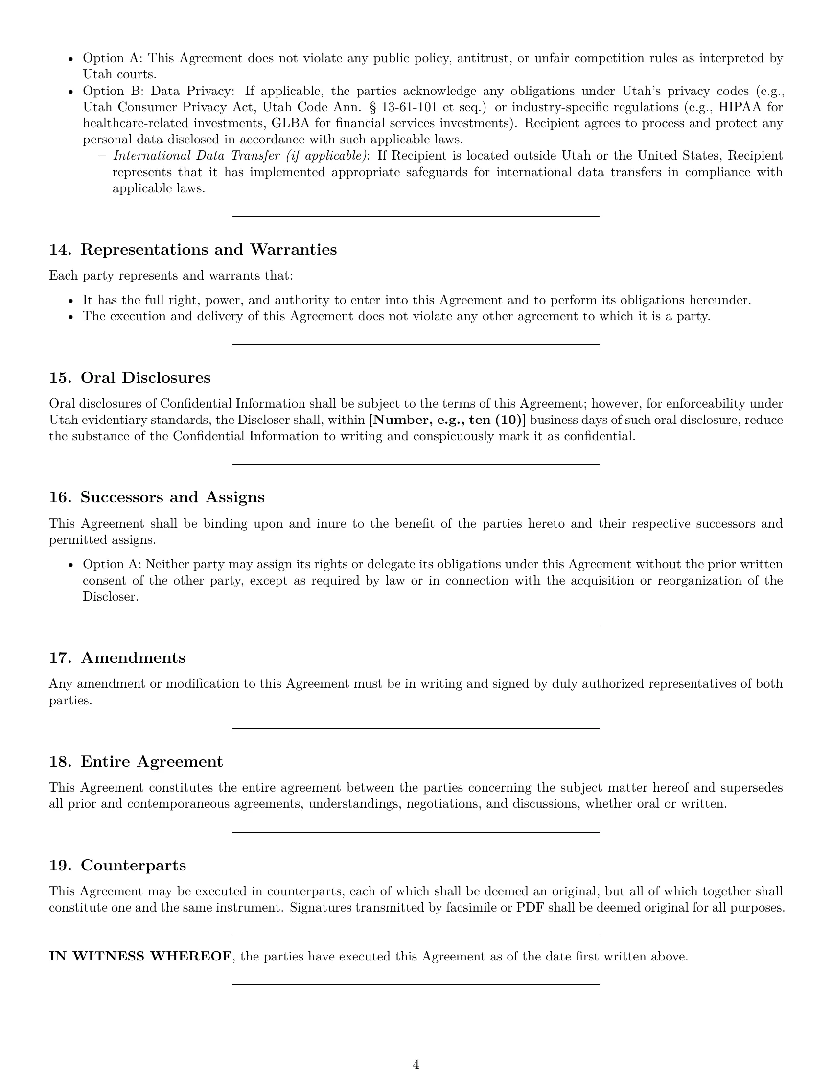 Preview page 4 of Pro Utah investor nda template