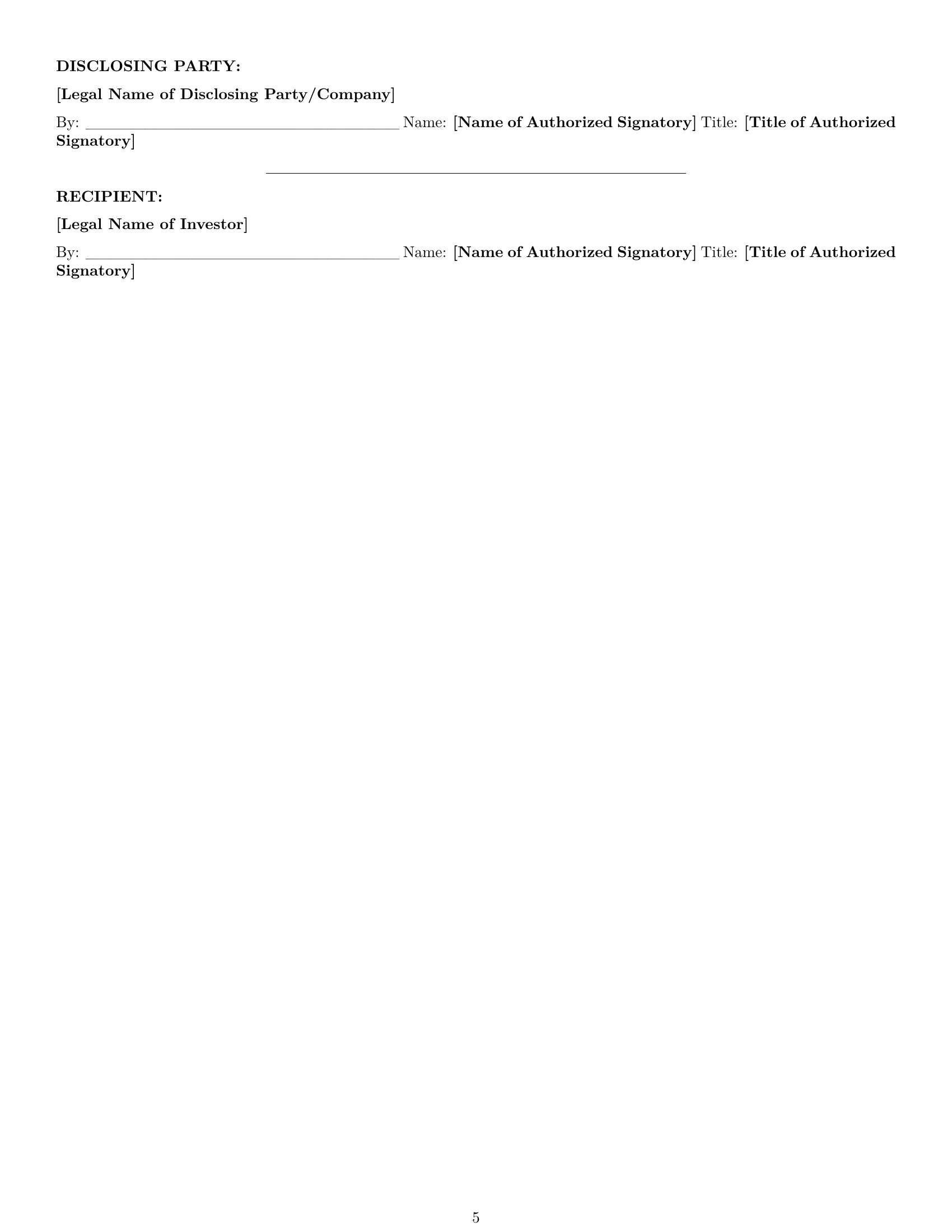 Preview page 5 of Pro Utah investor nda template