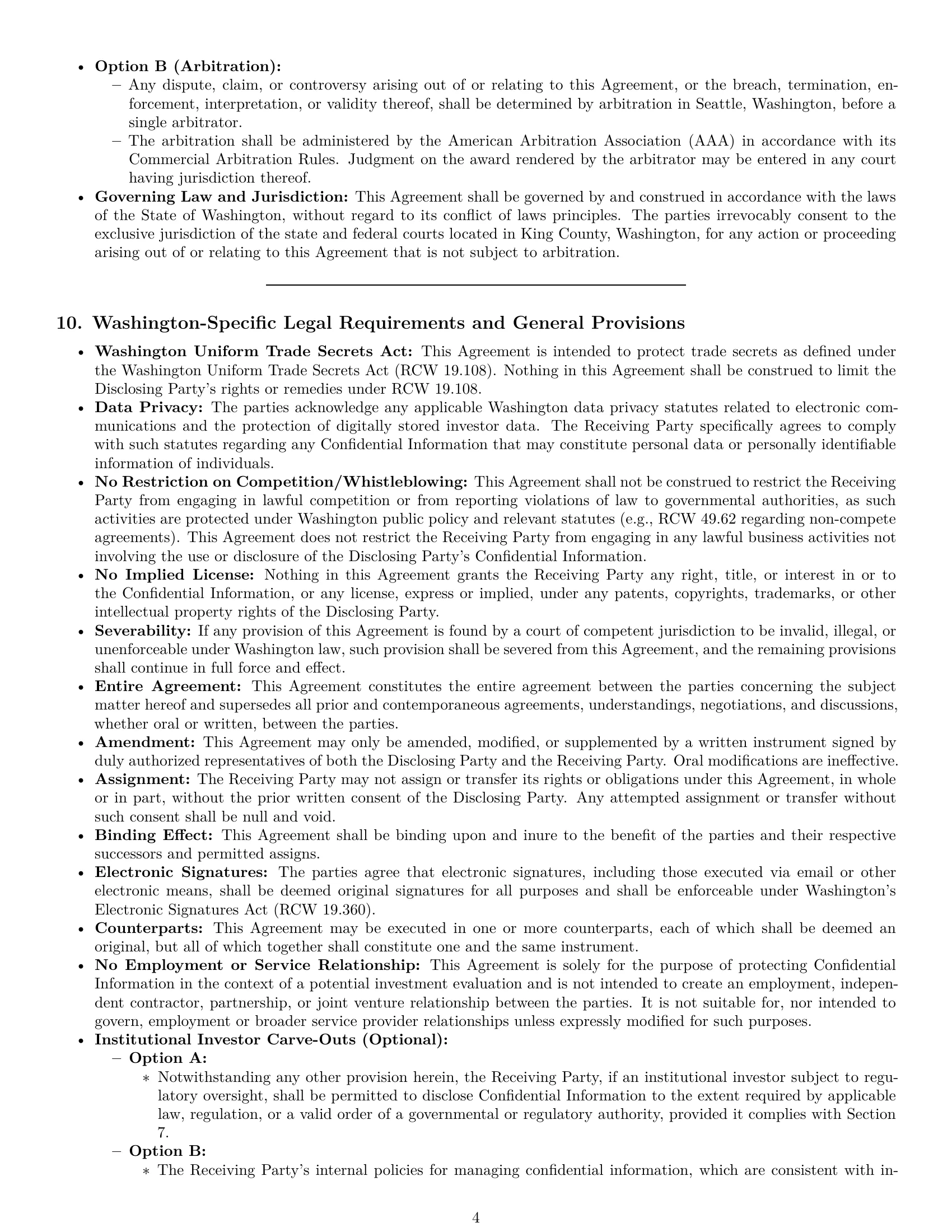 Preview page 4 of Pro Washington investor nda template