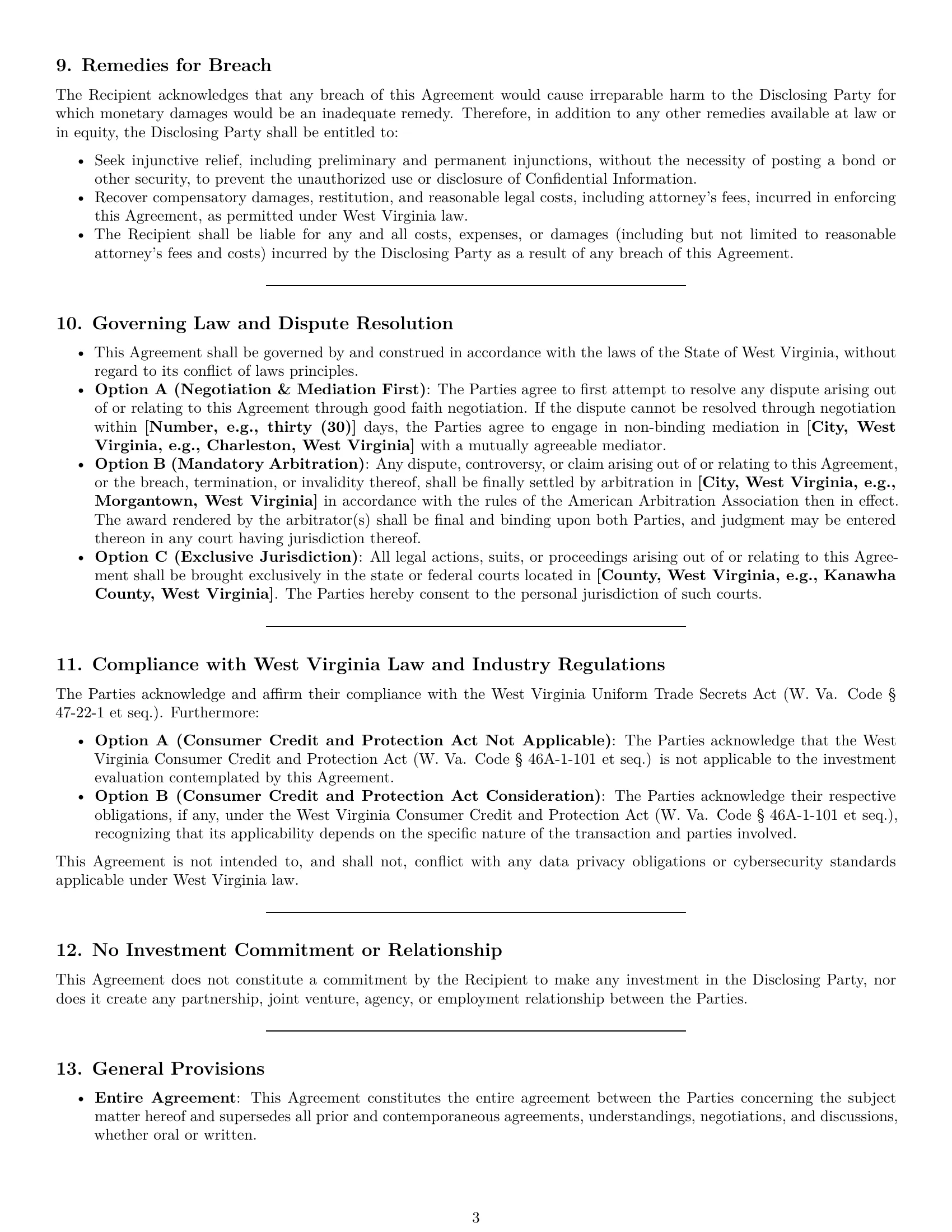 Preview page 3 of Pro West Virginia investor nda template