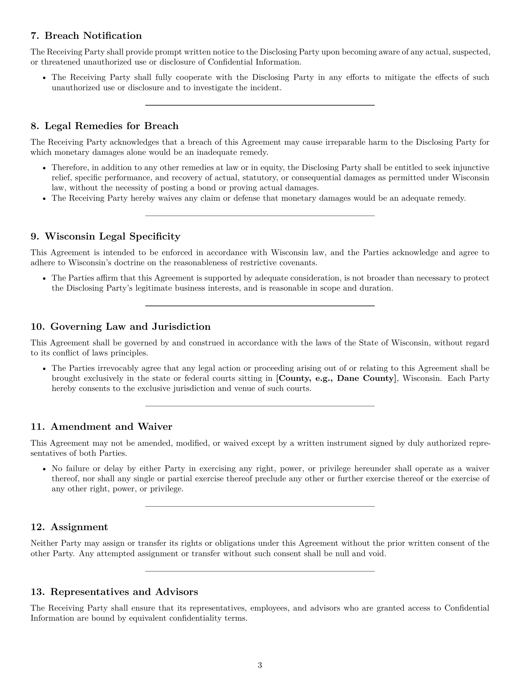 Preview page 3 of Pro Wisconsin investor nda template