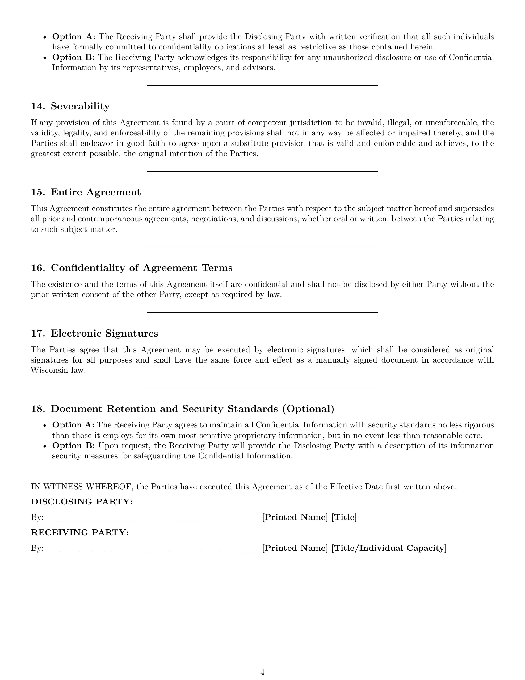 Preview page 4 of Pro Wisconsin investor nda template
