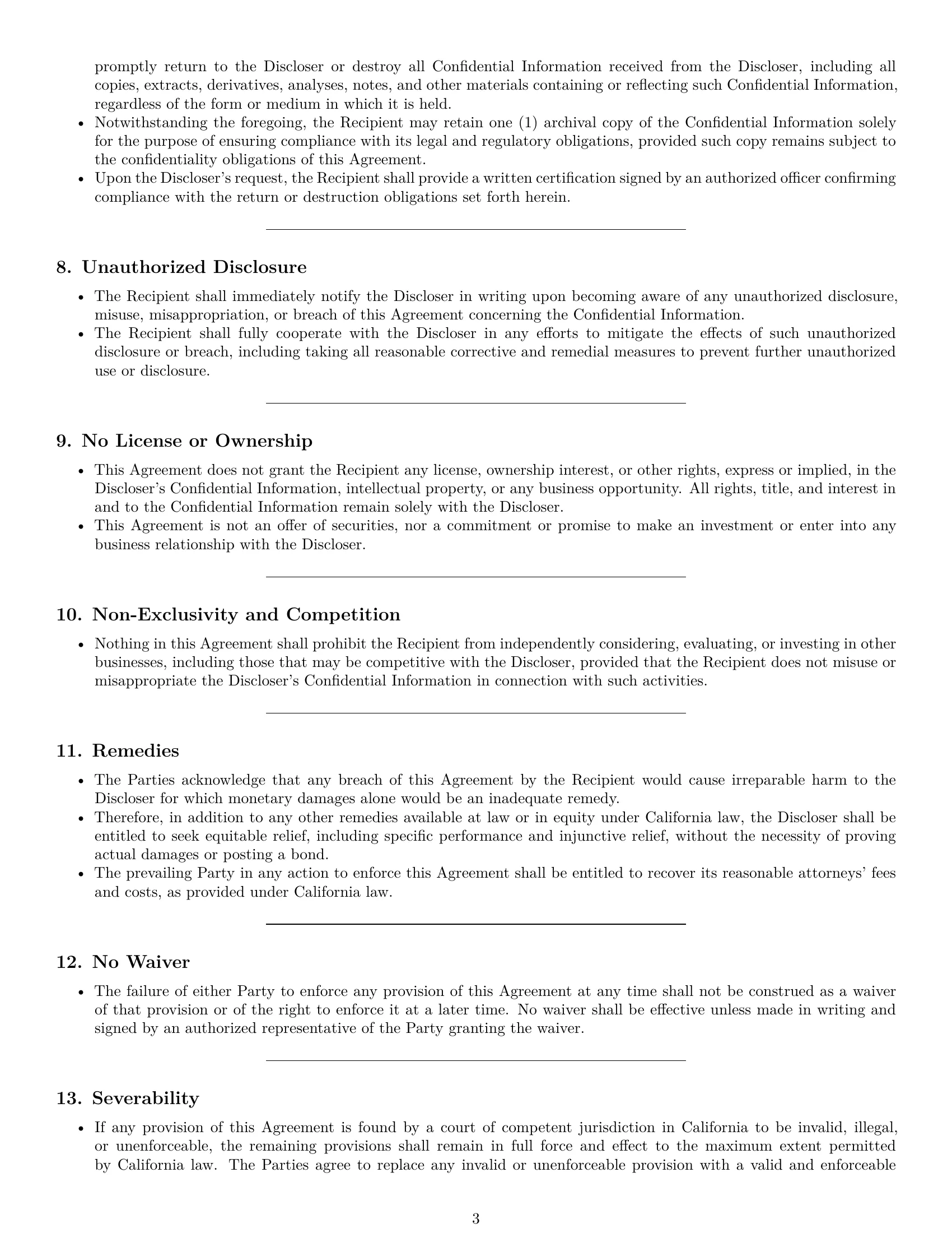 Preview page 3 of Pro California investor nda template