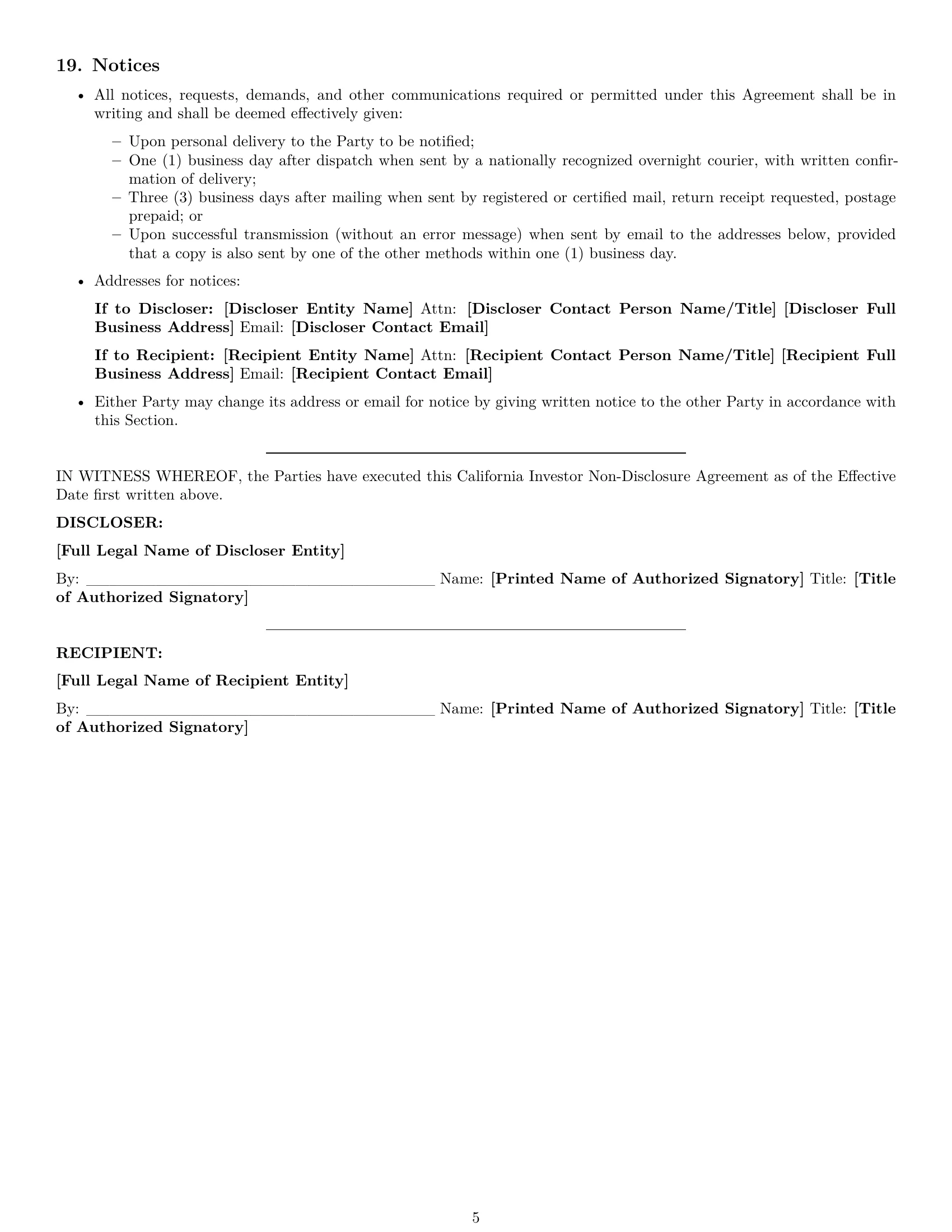 Preview page 5 of Pro California investor nda template