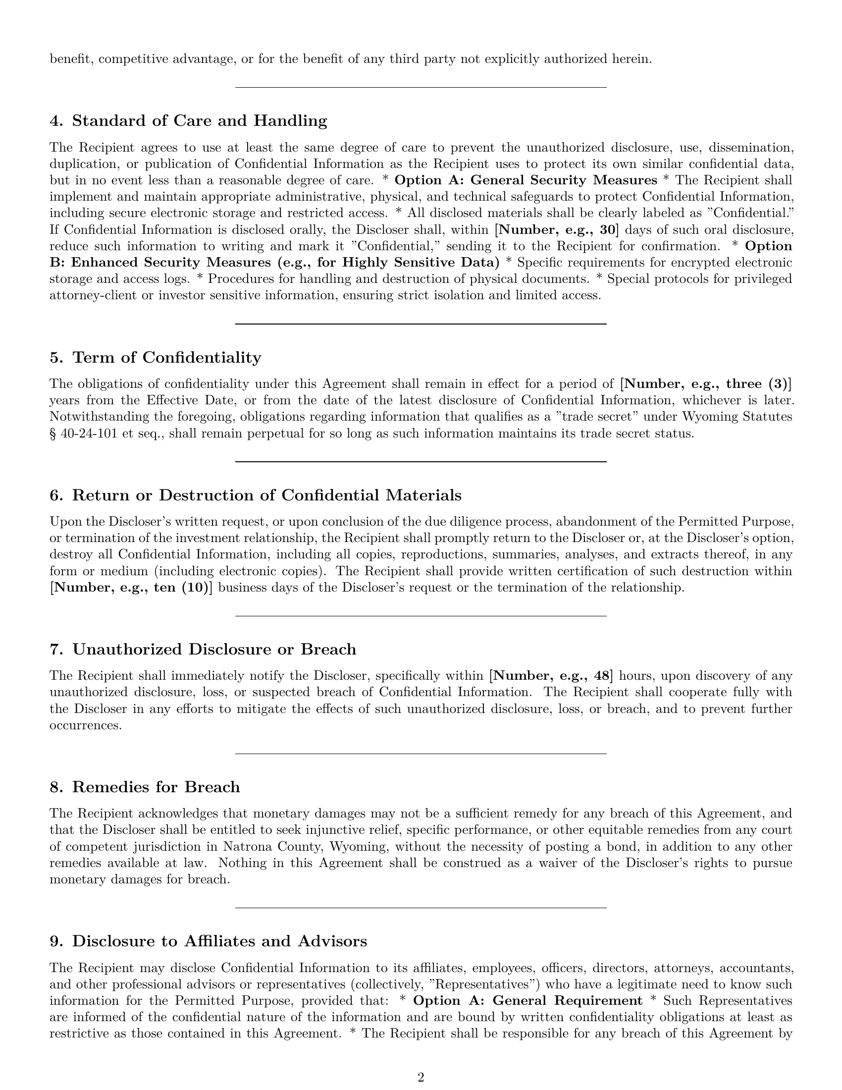 Preview page 2 of Pro Wyoming investor nda template