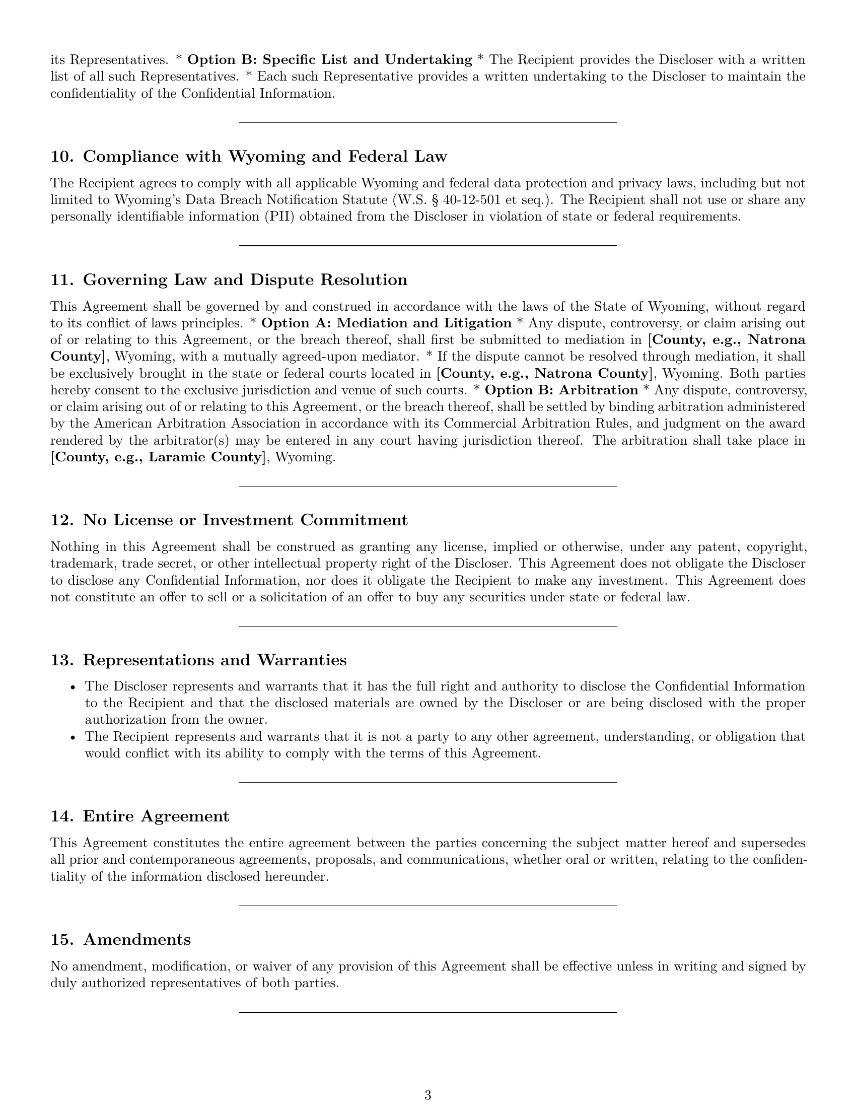 Preview page 3 of Pro Wyoming investor nda template