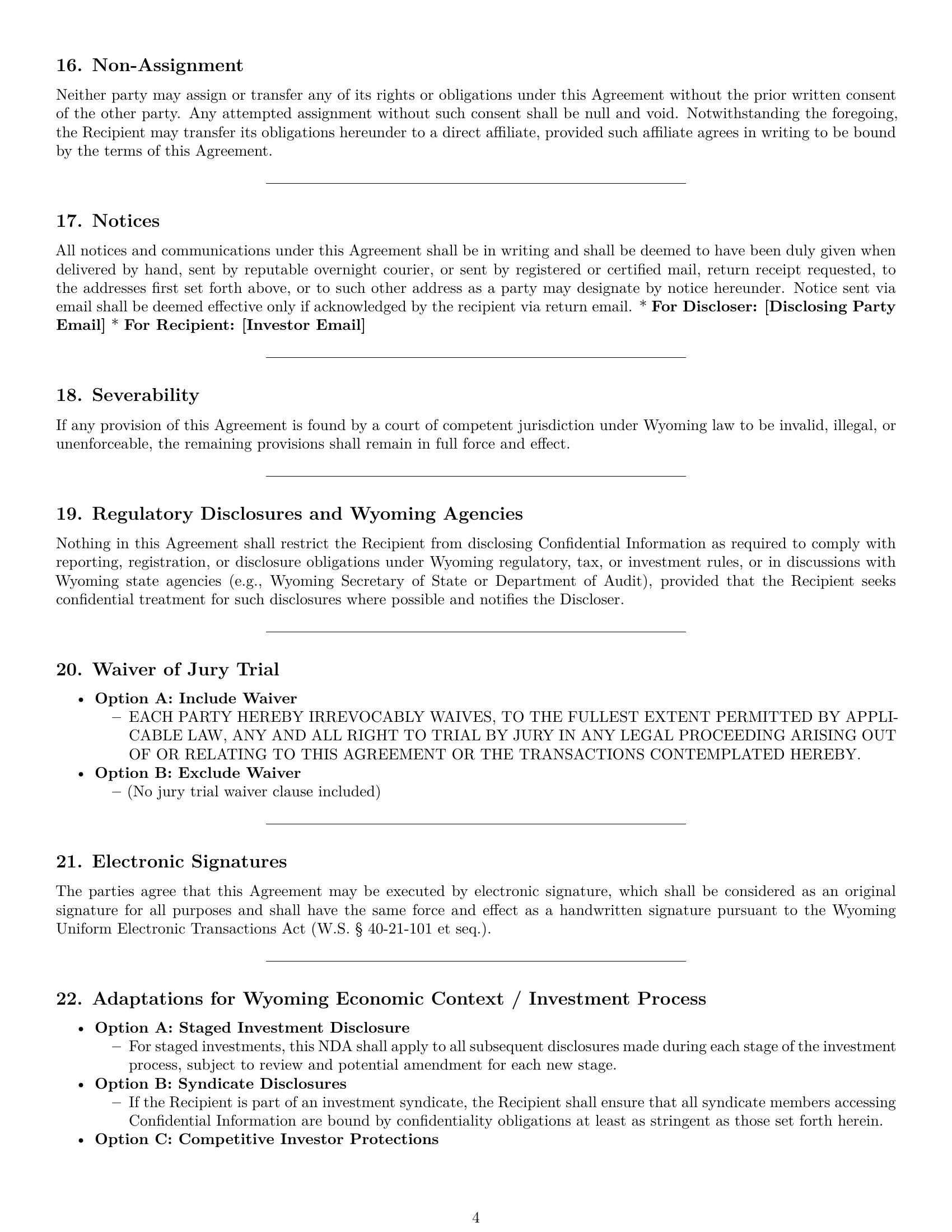 Preview page 4 of Pro Wyoming investor nda template