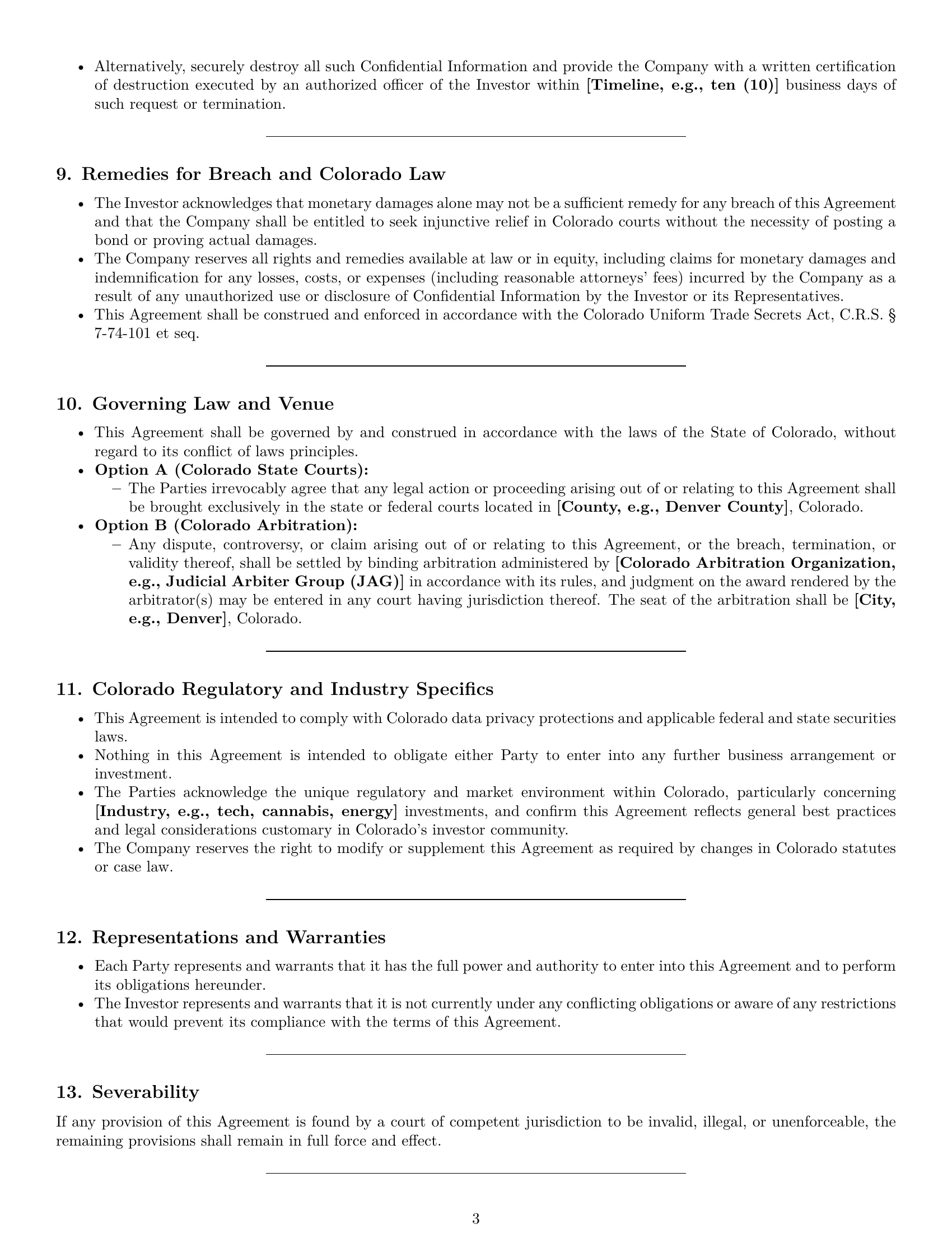 Preview page 3 of Pro Colorado investor nda template
