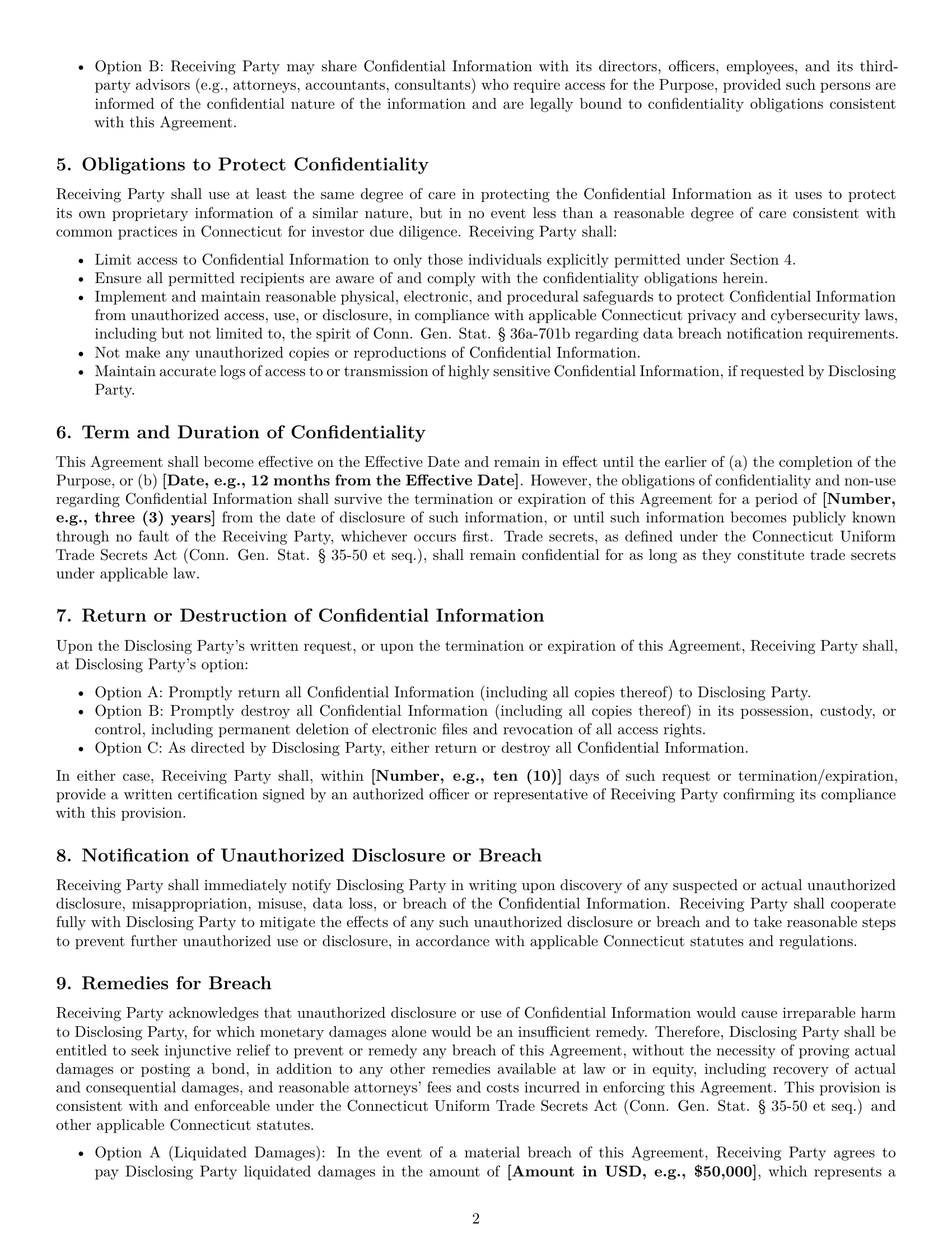 Preview page 2 of Pro Connecticut investor nda template