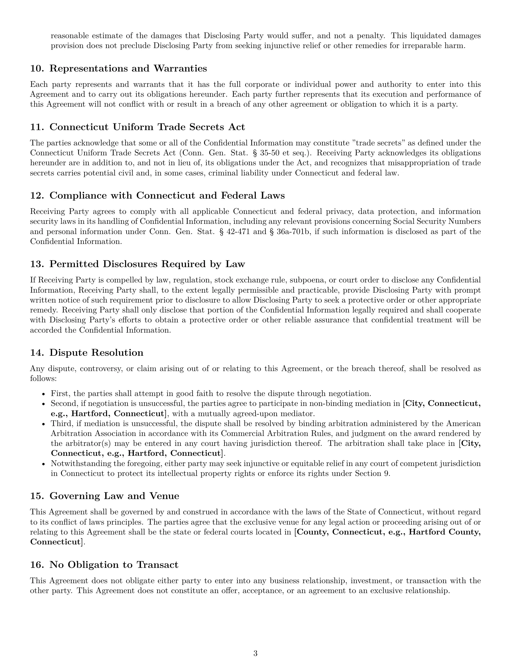 Preview page 3 of Pro Connecticut investor nda template