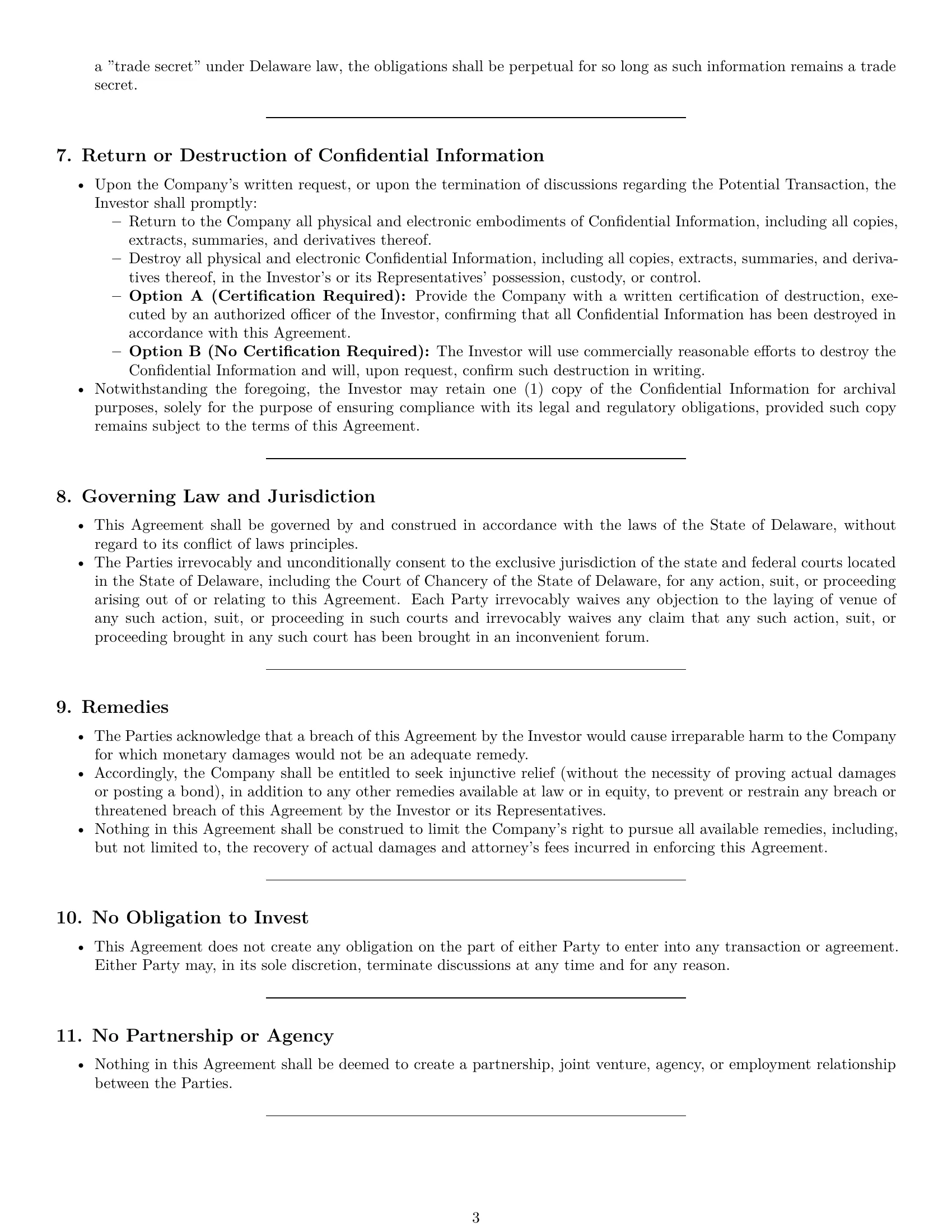 Preview page 3 of Pro Delaware investor nda template