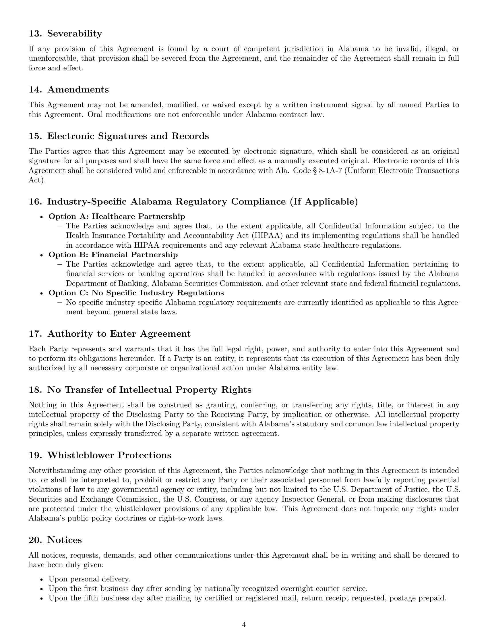 Preview page 4 of Pro Alabama partnership nda template