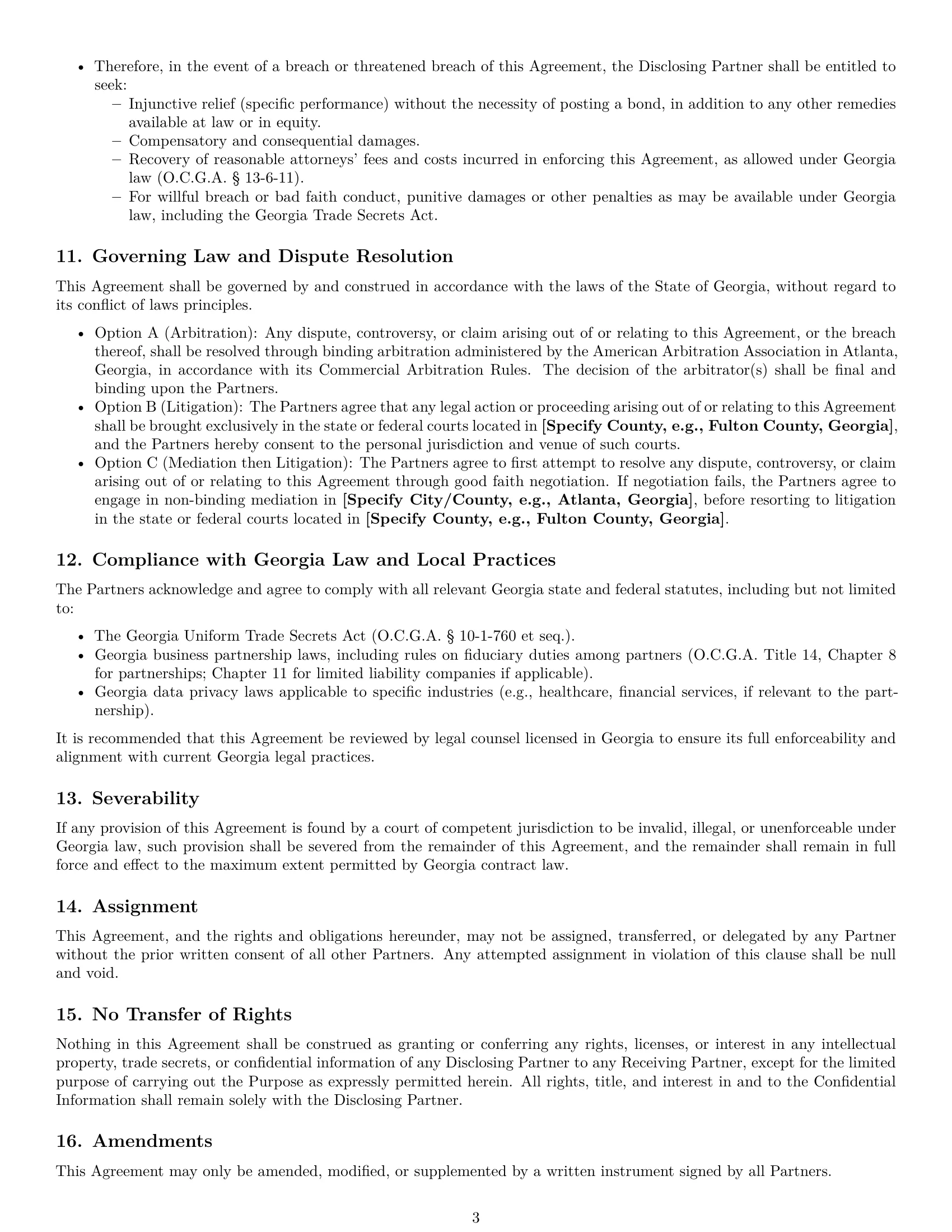 Preview page 3 of Pro Georgia partnership nda template