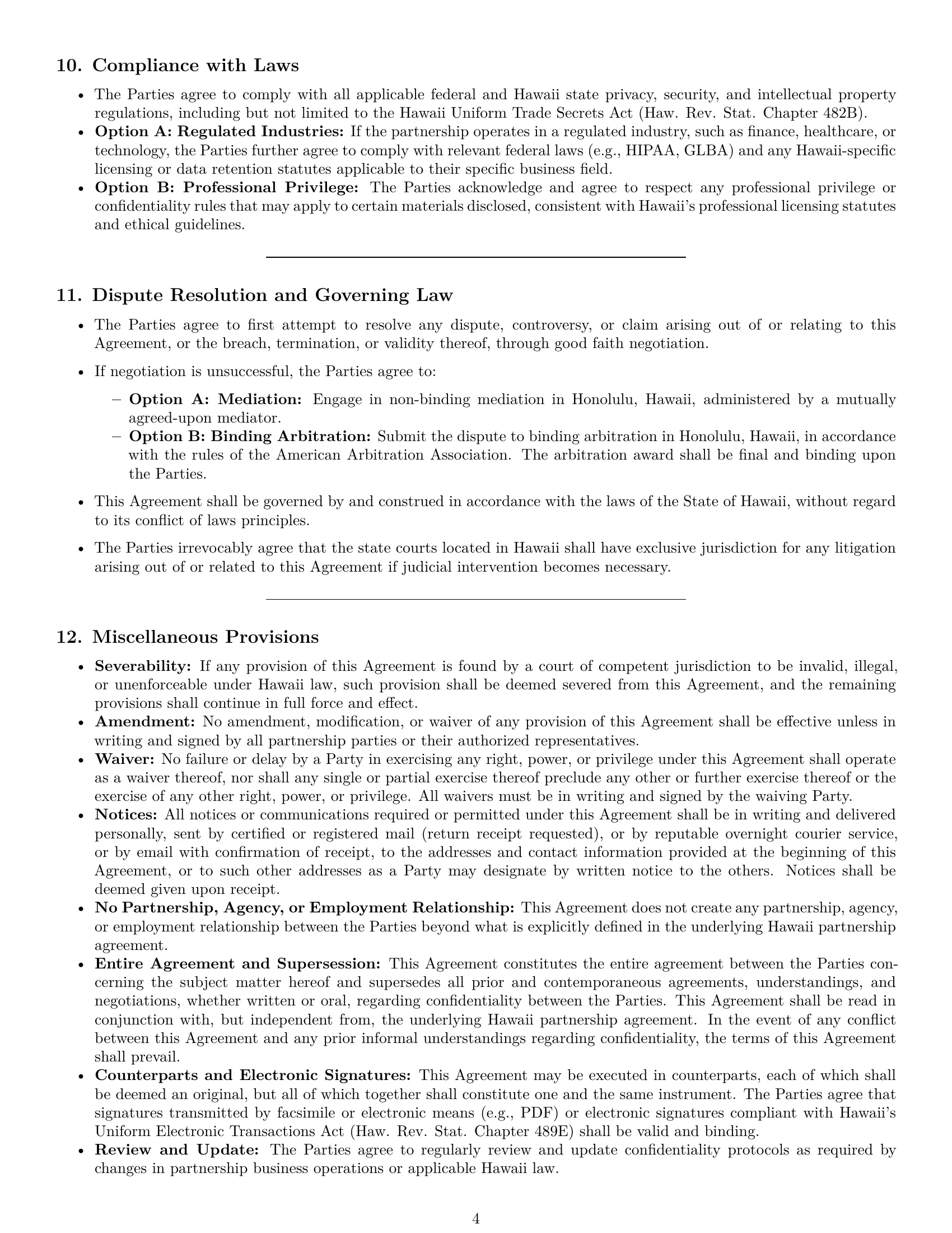 Preview page 4 of Pro Hawaii partnership nda template