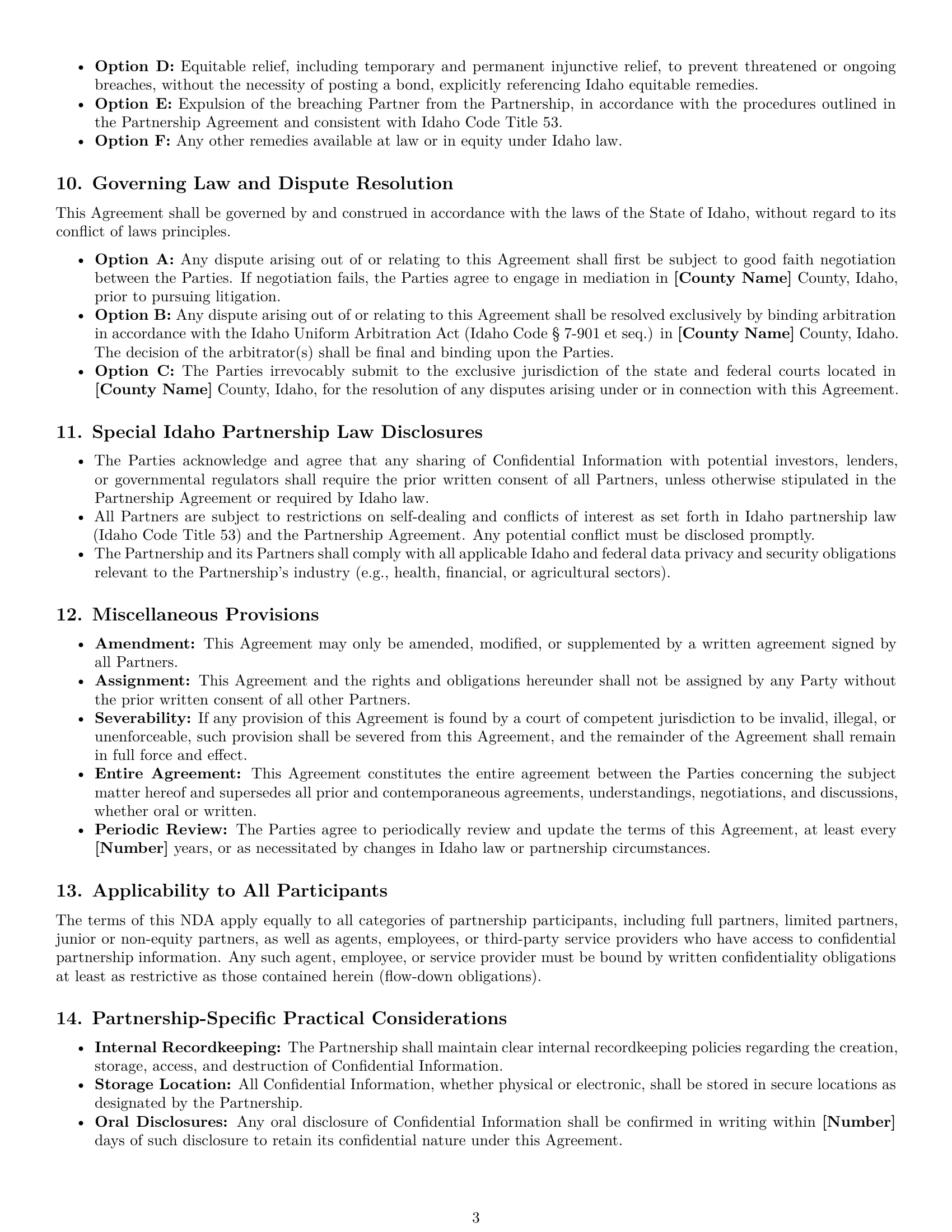 Preview page 3 of Pro Idaho partnership nda template