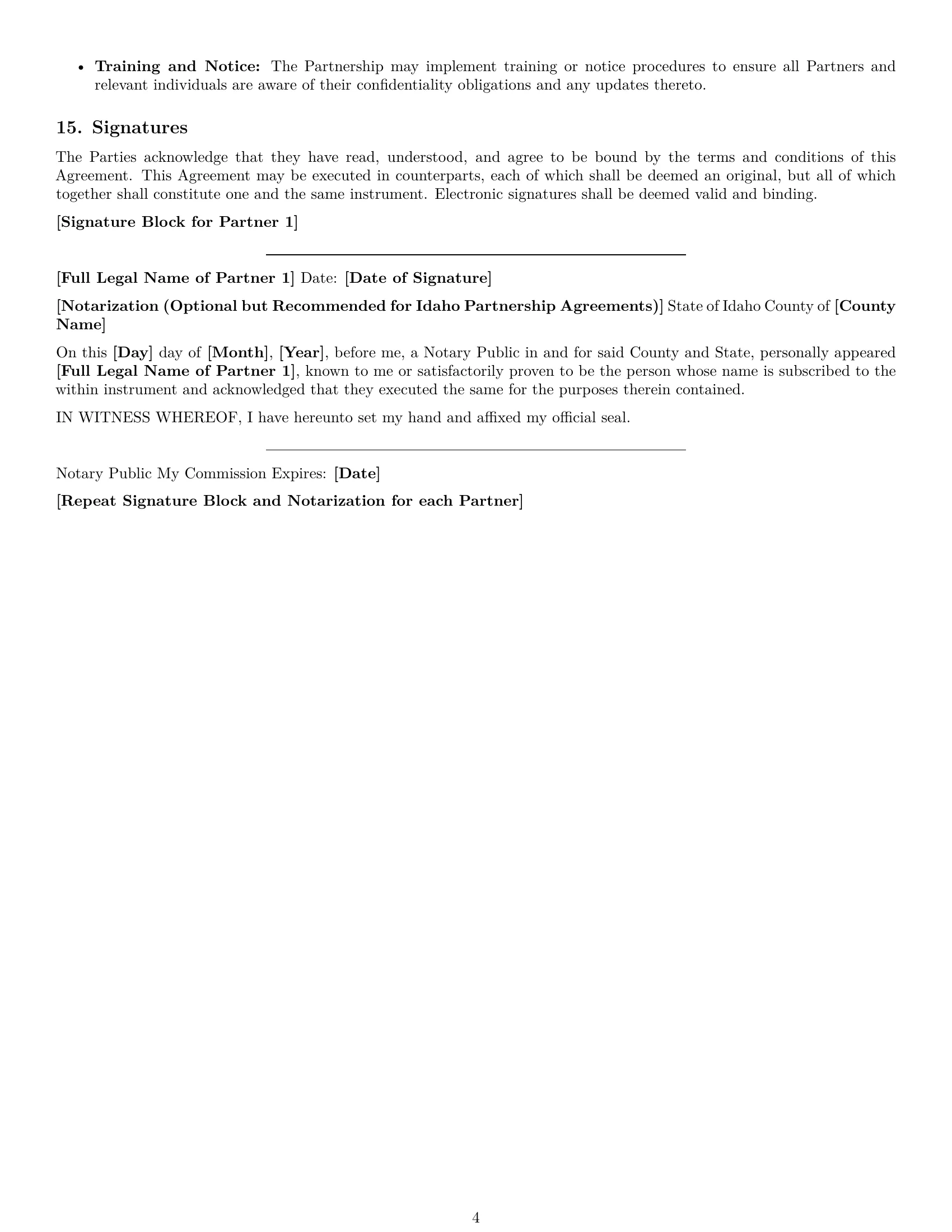 Preview page 4 of Pro Idaho partnership nda template