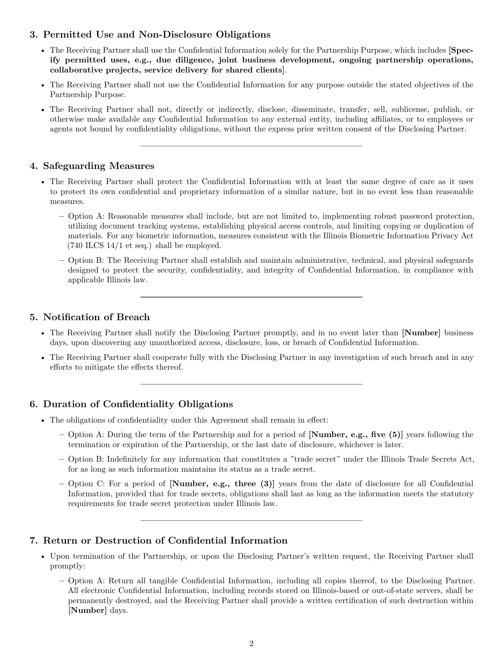 Preview page 2 of Pro Illinois partnership nda template