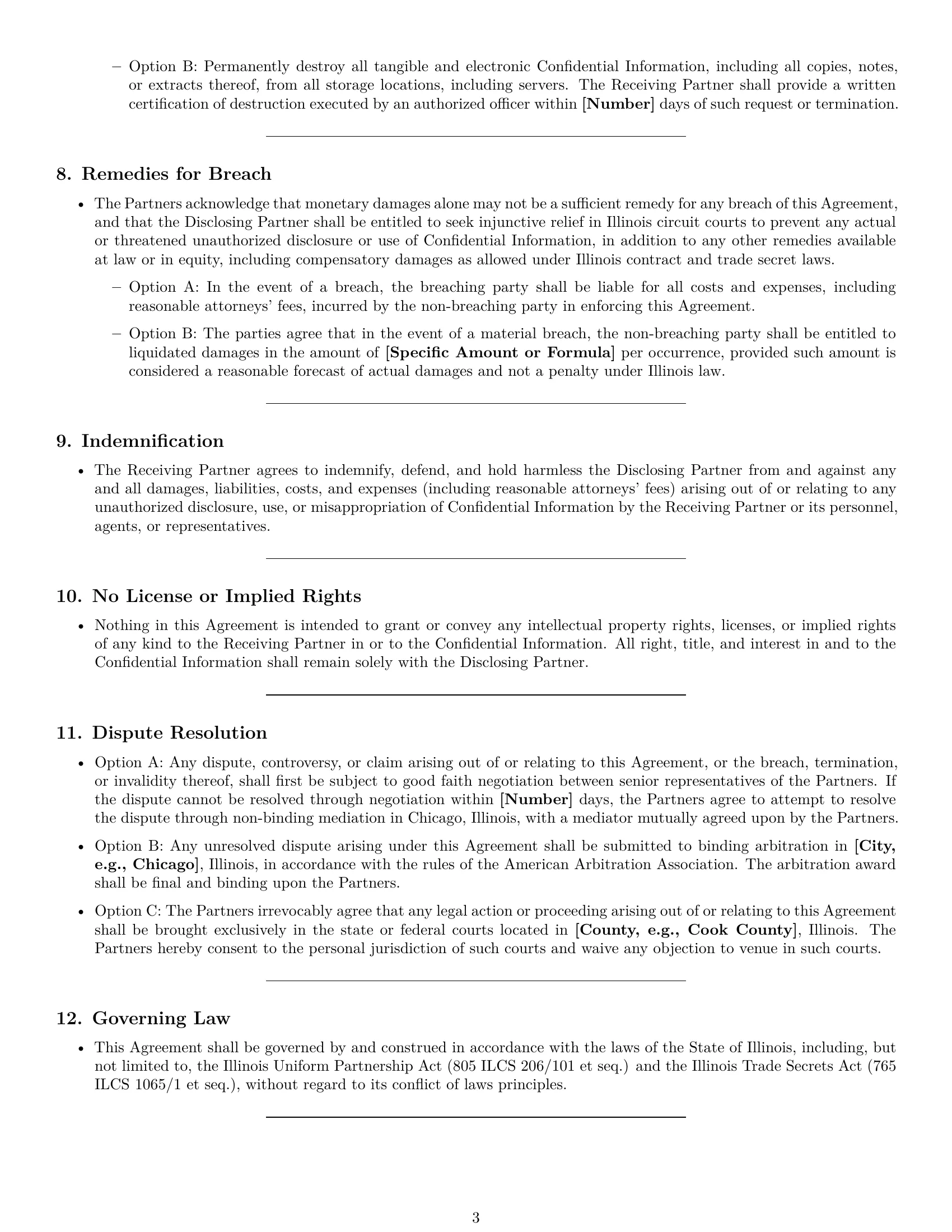 Preview page 3 of Pro Illinois partnership nda template