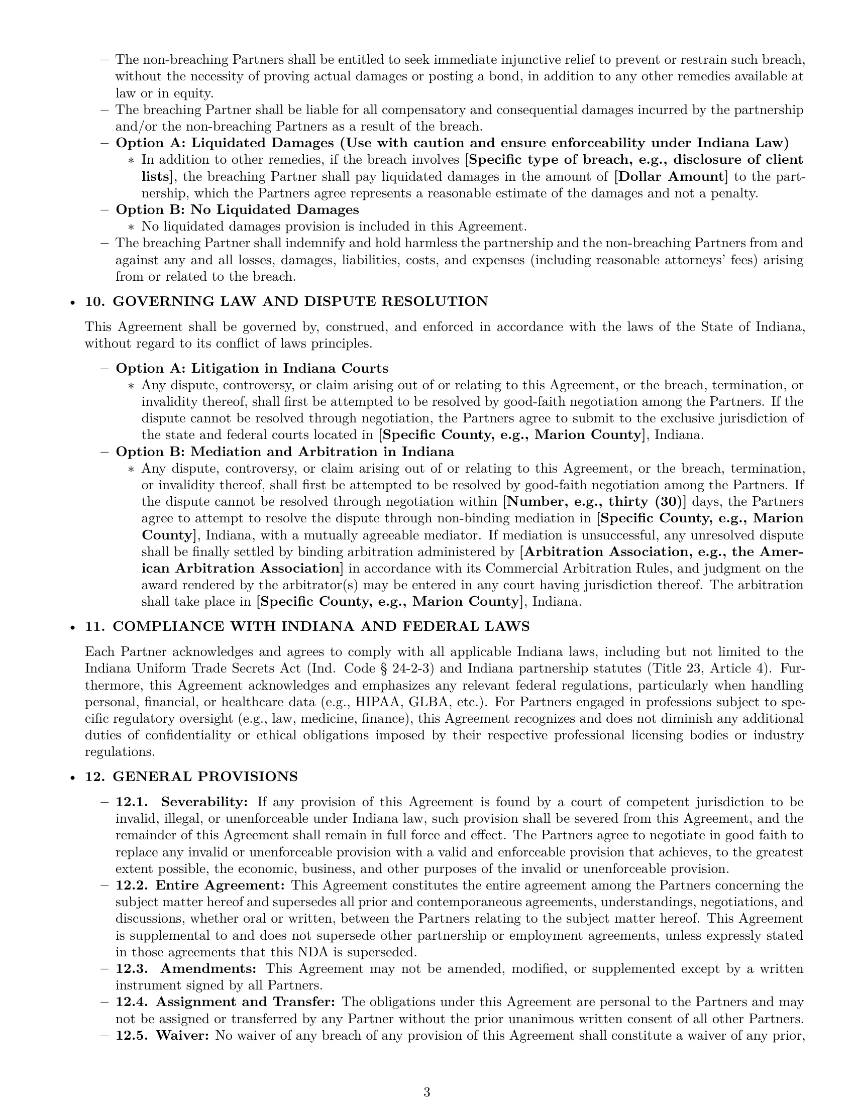 Preview page 3 of Pro Indiana partnership nda template