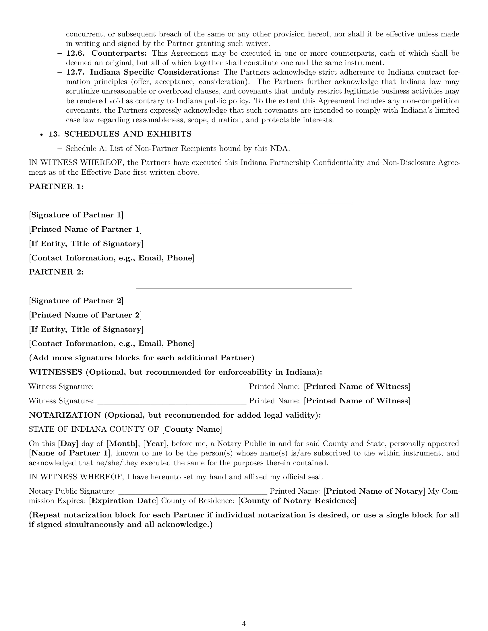 Preview page 4 of Pro Indiana partnership nda template