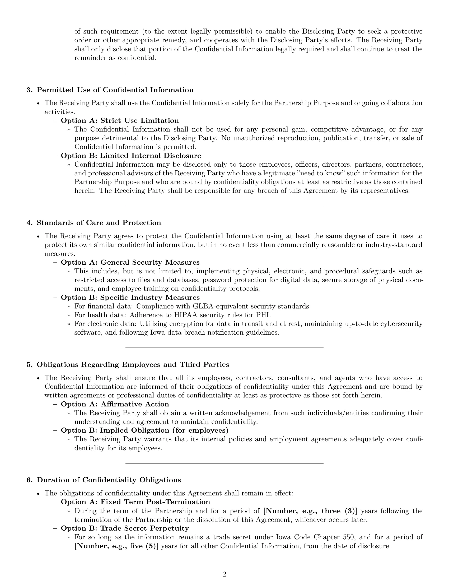 Preview page 2 of Pro Iowa partnership nda template