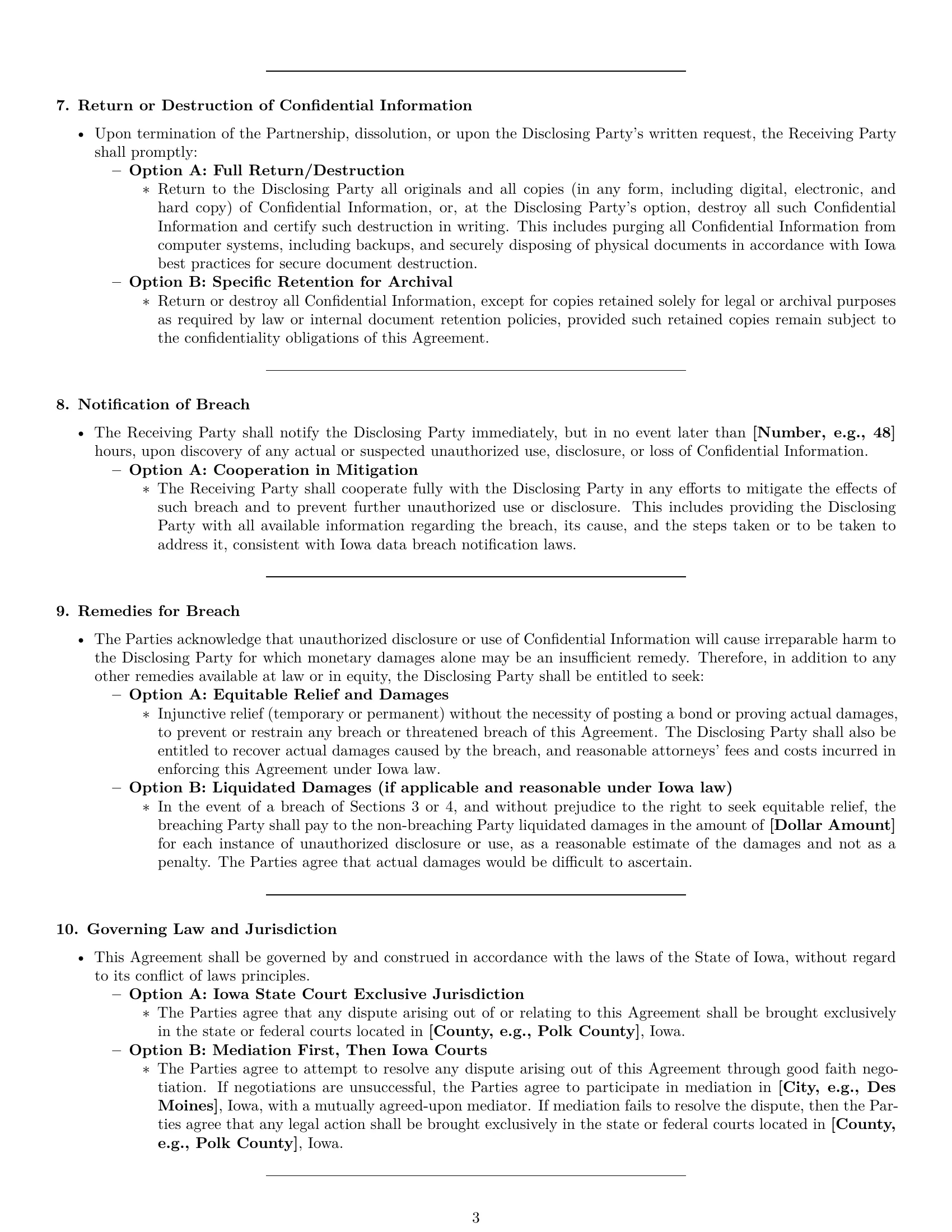 Preview page 3 of Pro Iowa partnership nda template