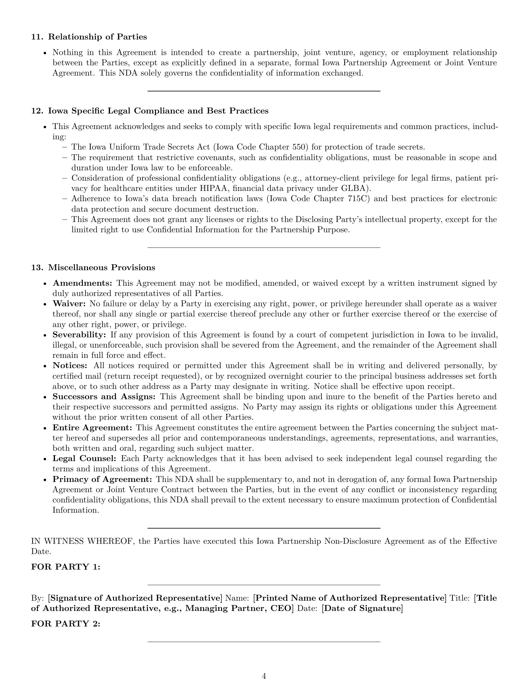 Preview page 4 of Pro Iowa partnership nda template