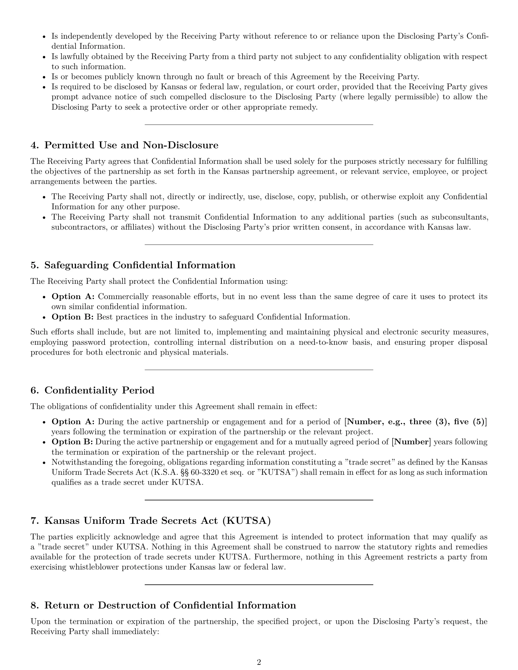 Preview page 2 of Pro Kansas partnership nda template
