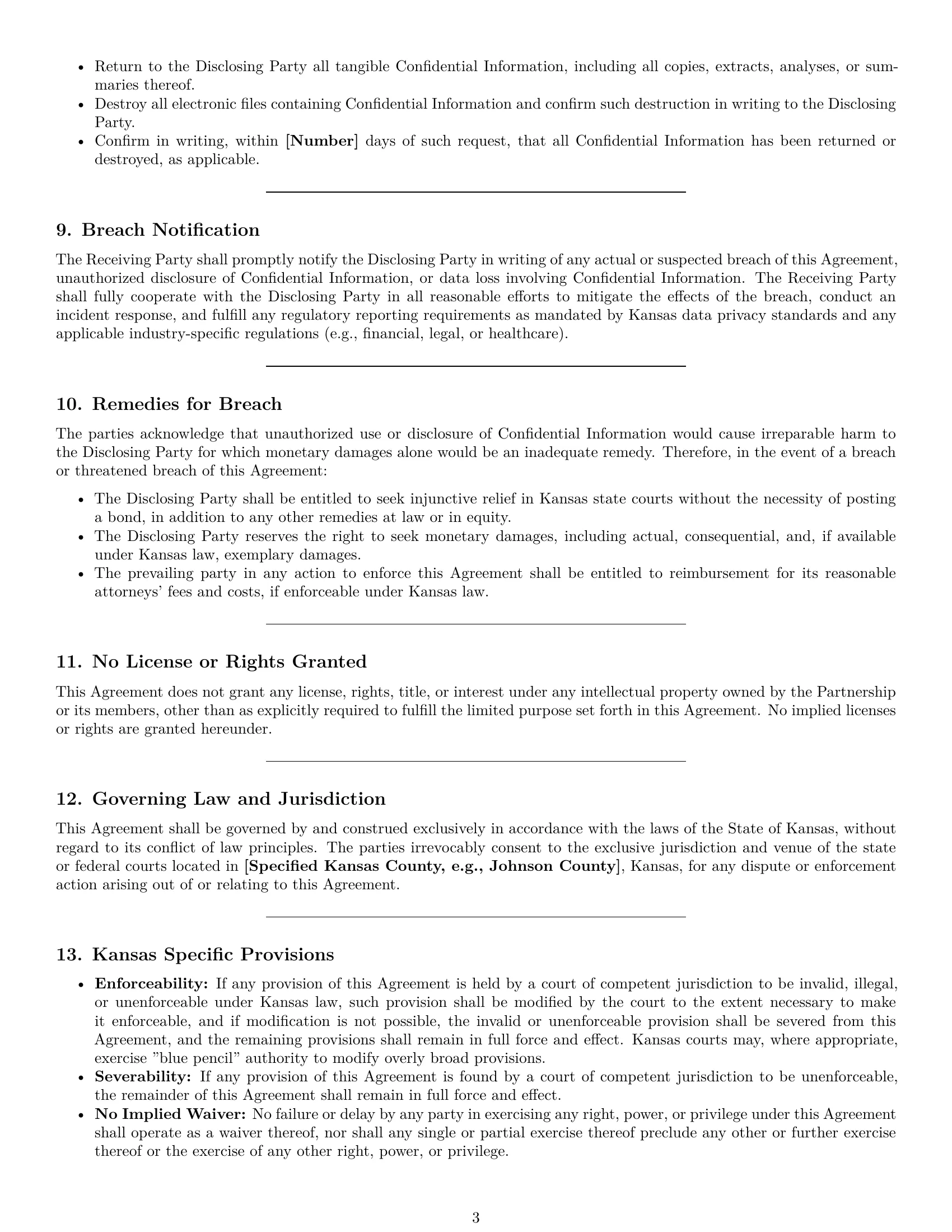 Preview page 3 of Pro Kansas partnership nda template