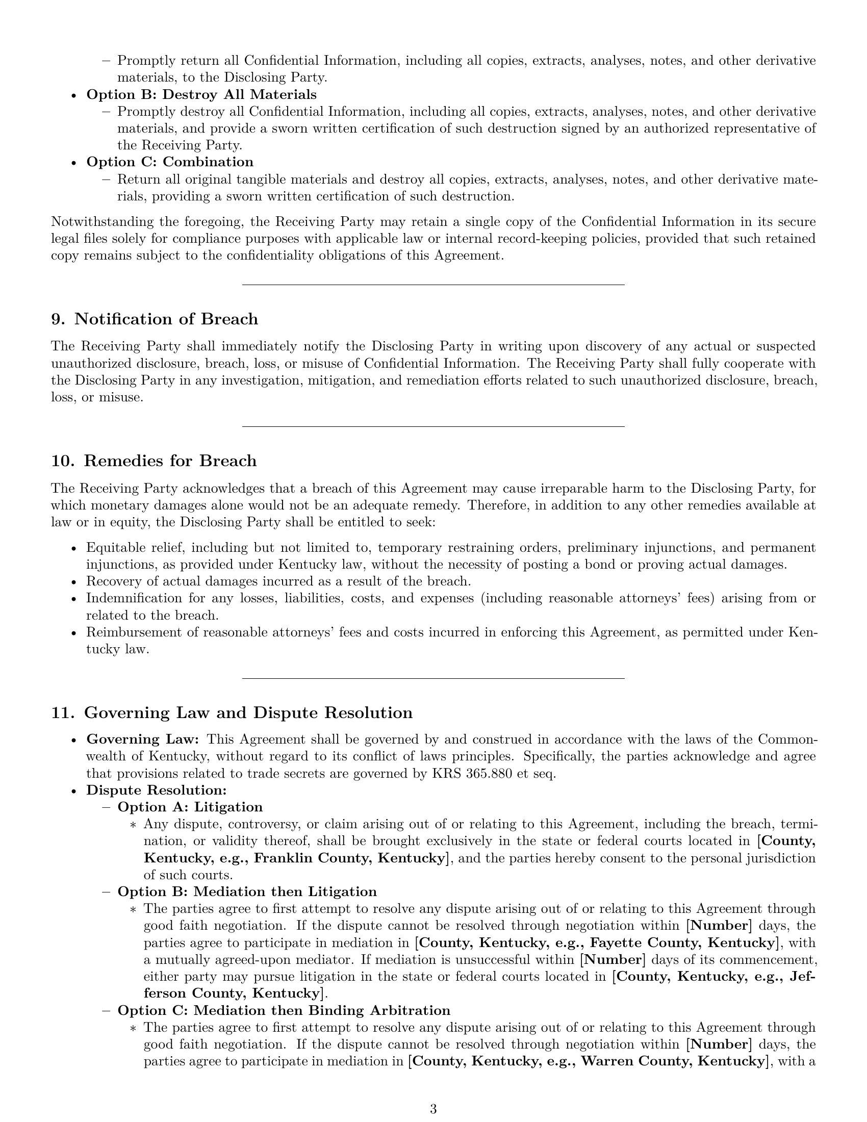 Preview page 3 of Pro Kentucky partnership nda template