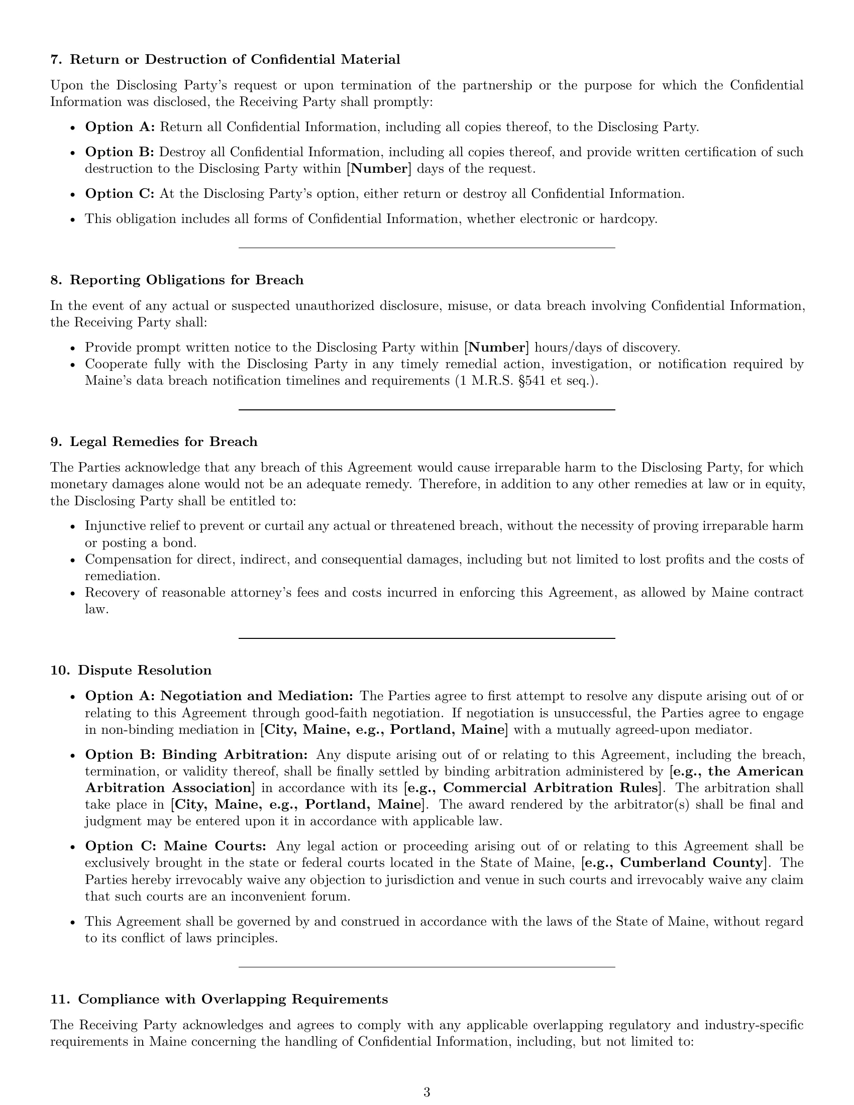 Preview page 3 of Pro Maine partnership nda template