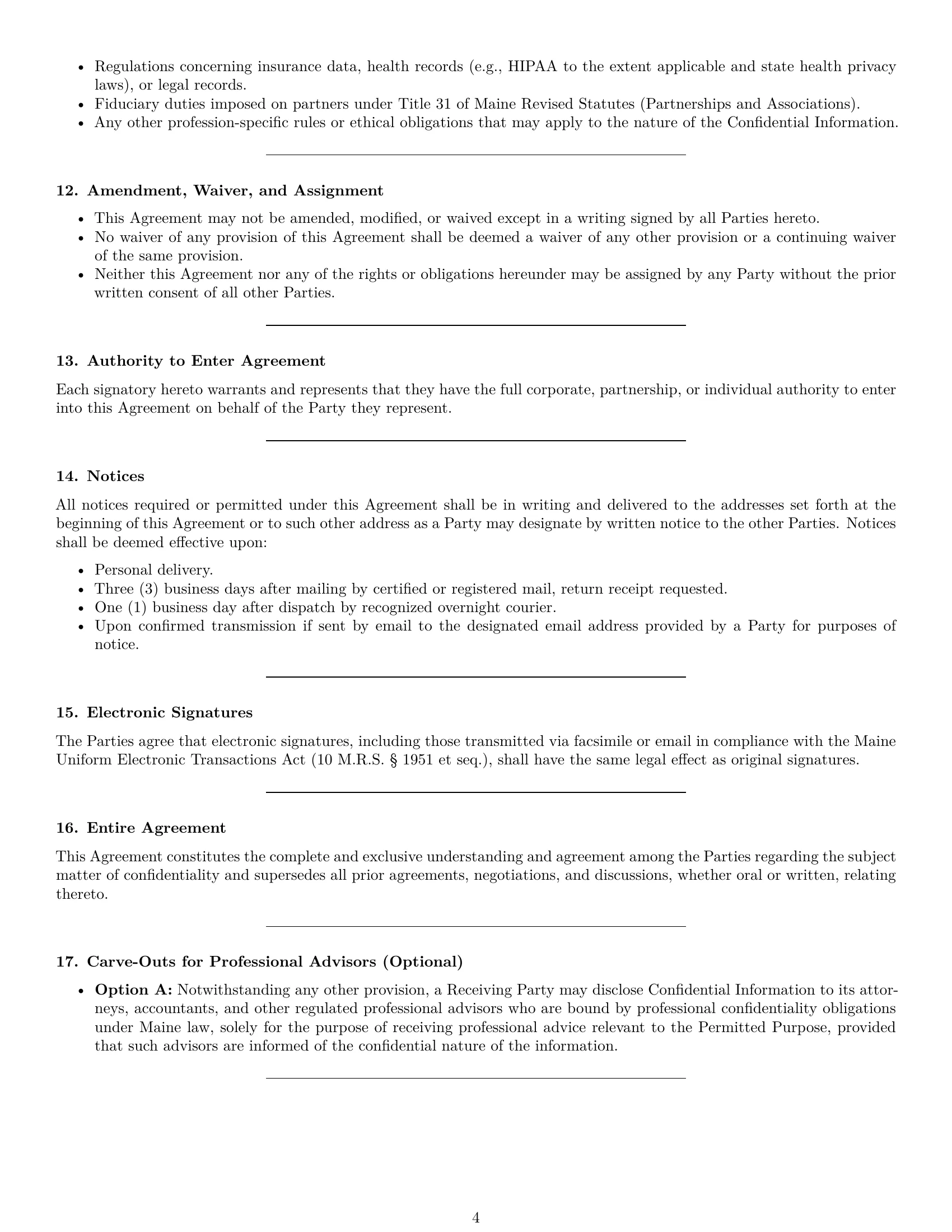 Preview page 4 of Pro Maine partnership nda template