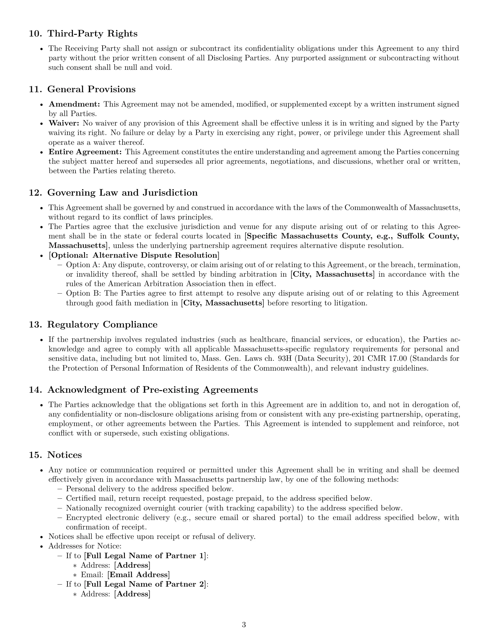 Preview page 3 of Pro Massachusetts partnership nda template