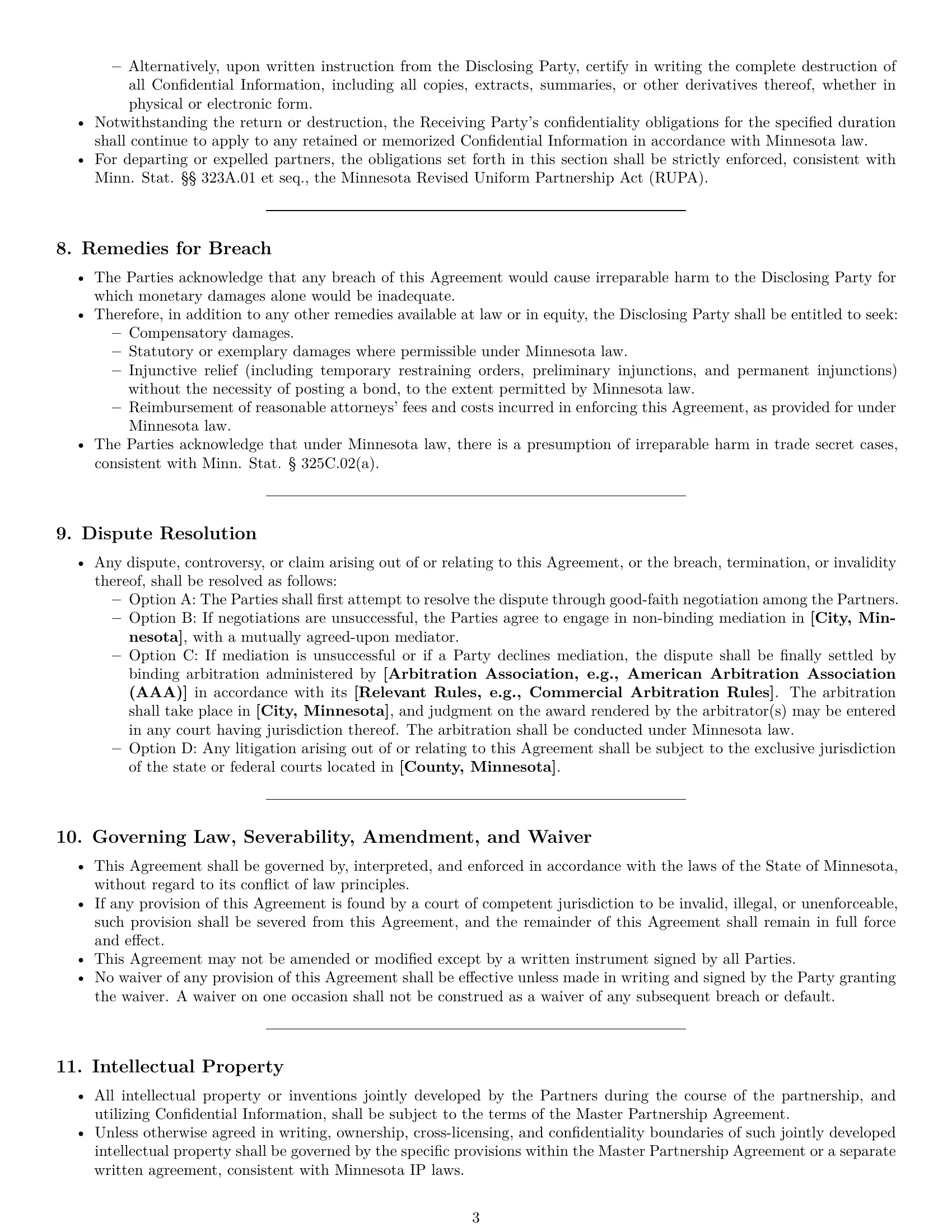 Preview page 3 of Pro Minnesota partnership nda template