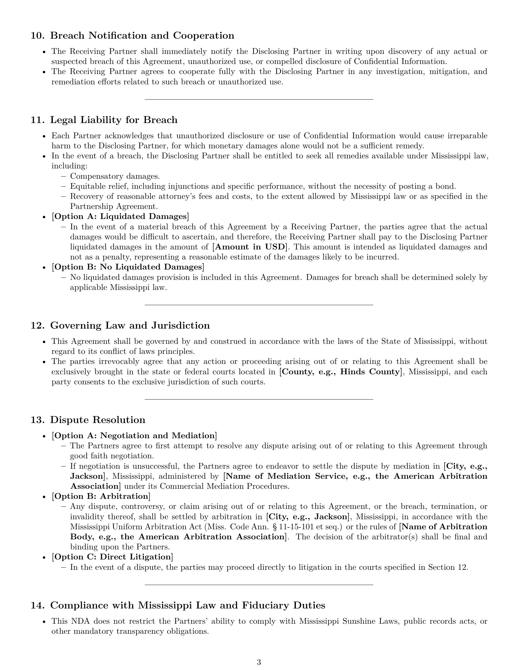 Preview page 3 of Pro Mississippi partnership nda template
