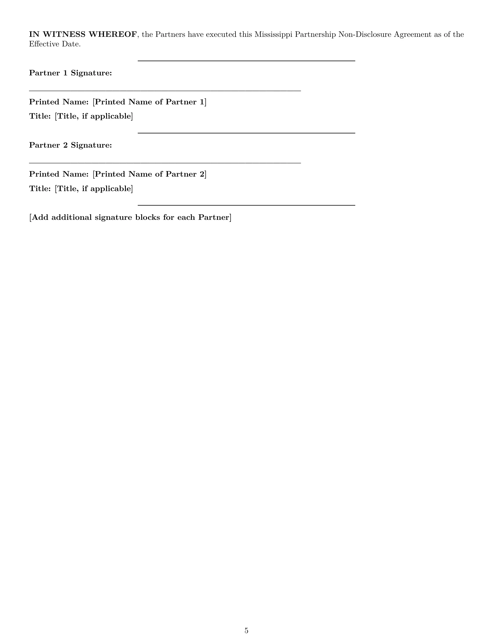 Preview page 5 of Pro Mississippi partnership nda template