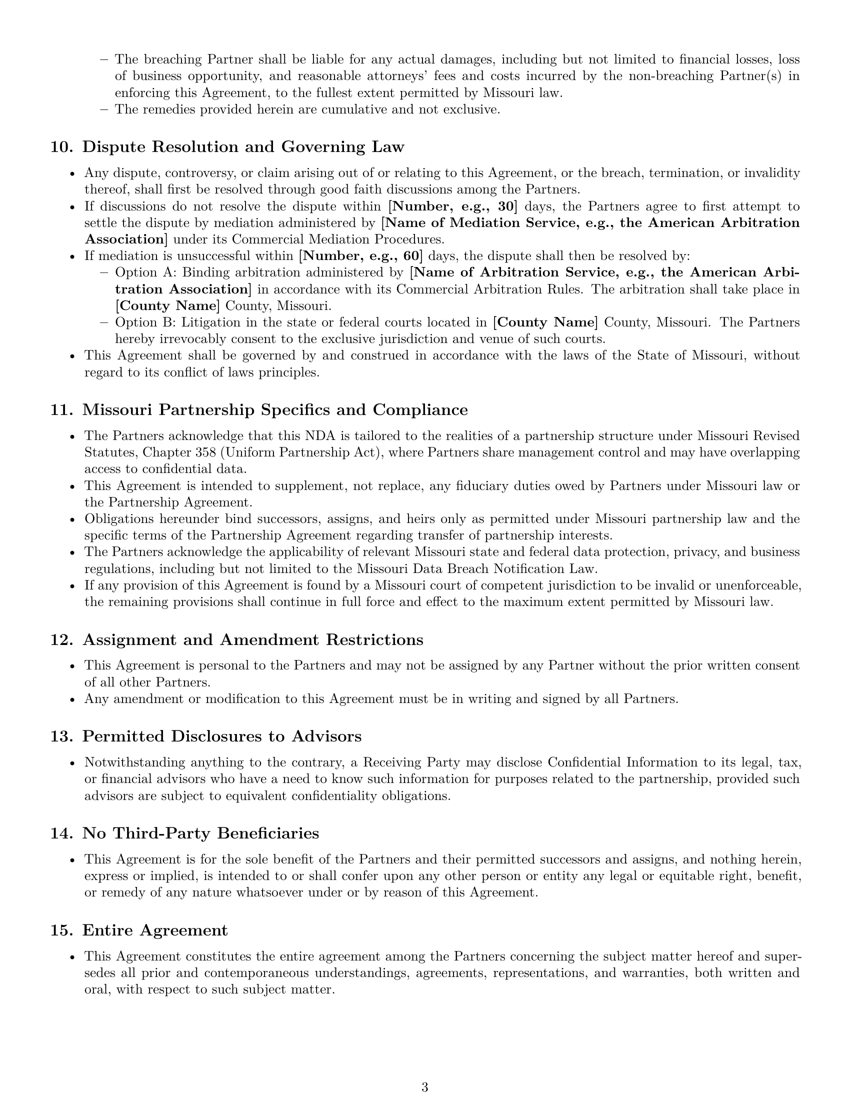 Preview page 3 of Pro Missouri partnership nda template