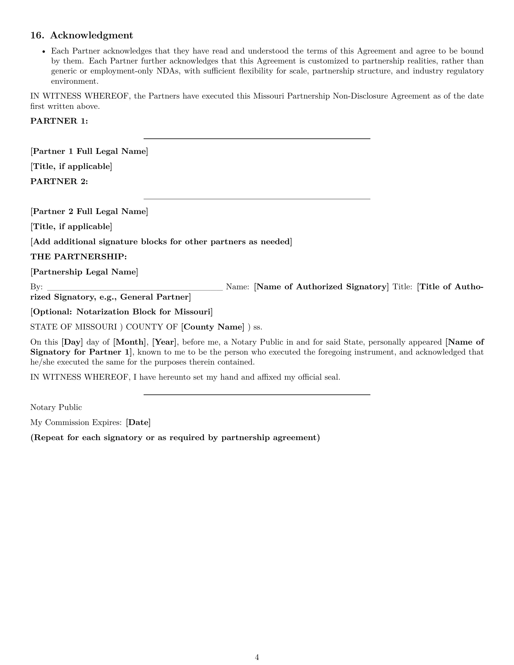 Preview page 4 of Pro Missouri partnership nda template