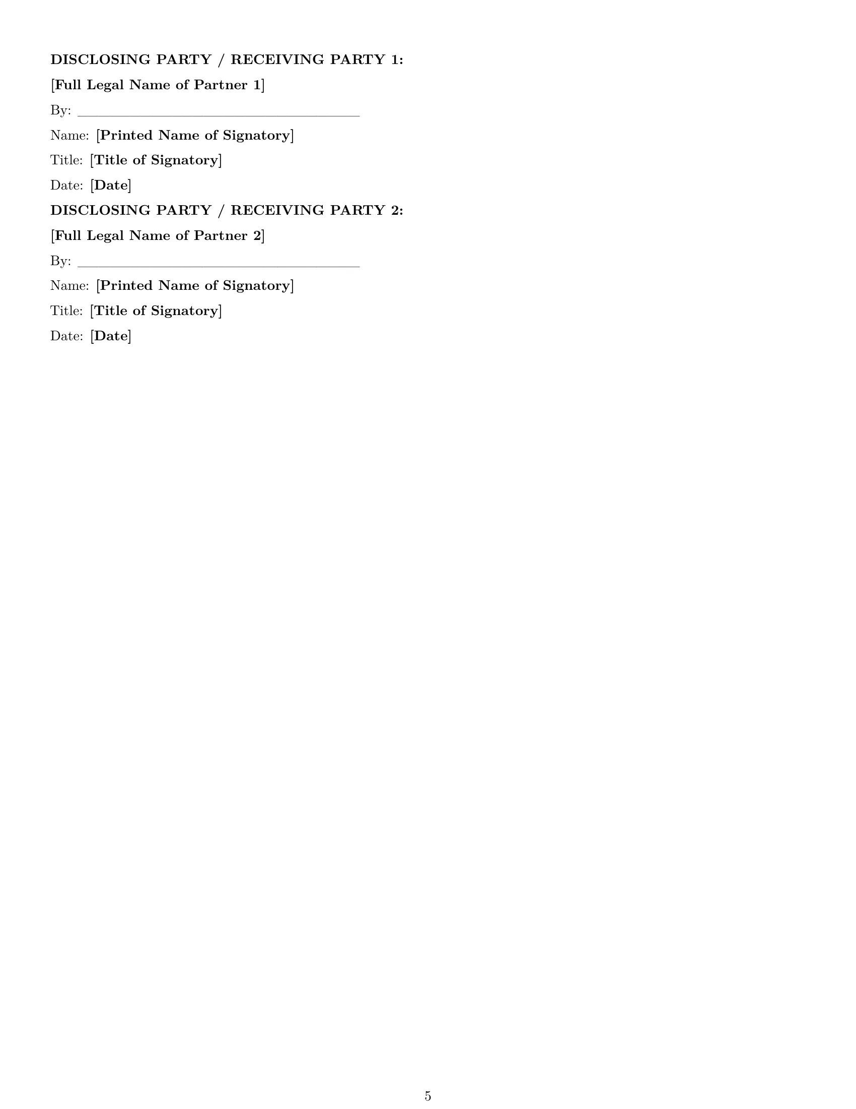 Preview page 5 of Pro Montana partnership nda template