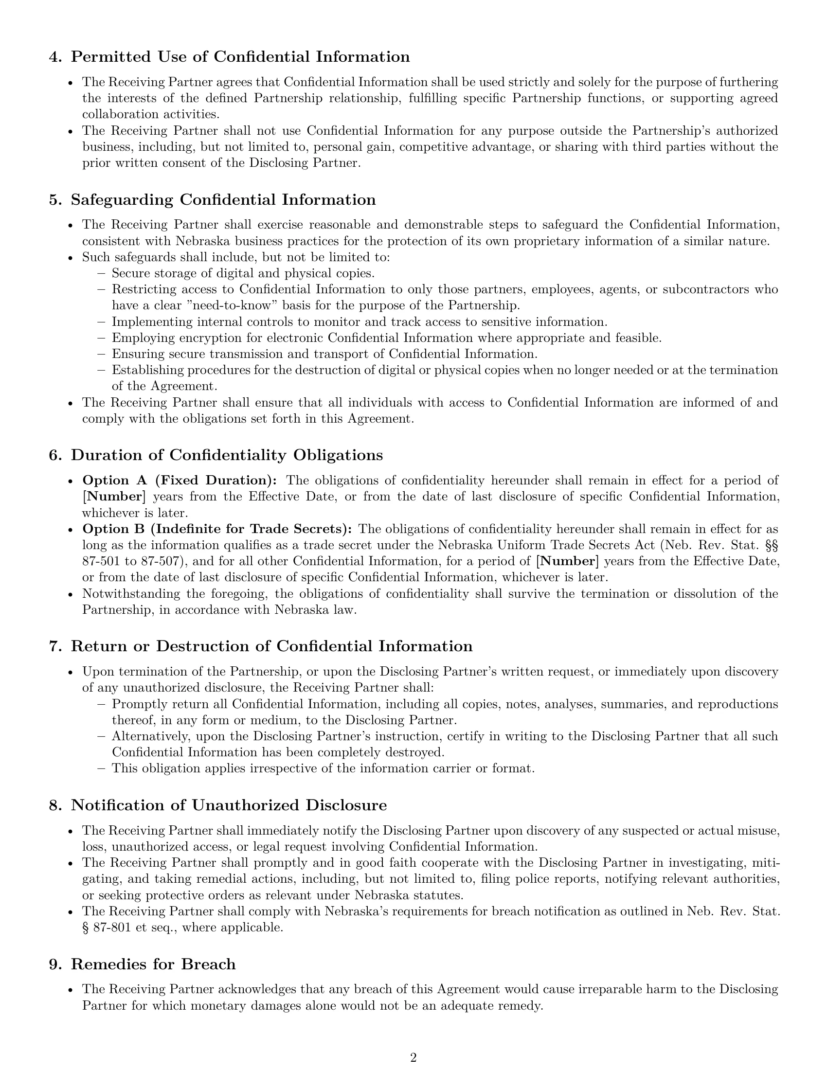 Preview page 2 of Pro Nebraska partnership nda template